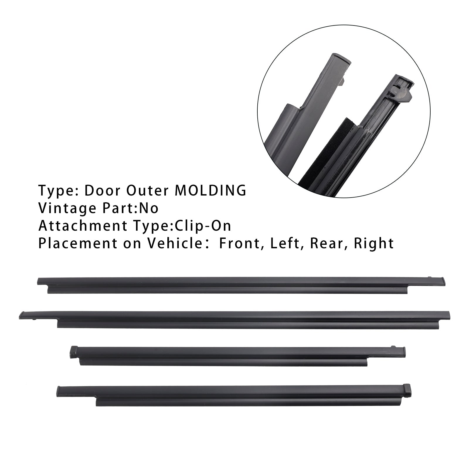 Buitenafdichtingsstrook voor glazen deurgordel, voor Toyota 4Runner 1996-2001, 4 kamers