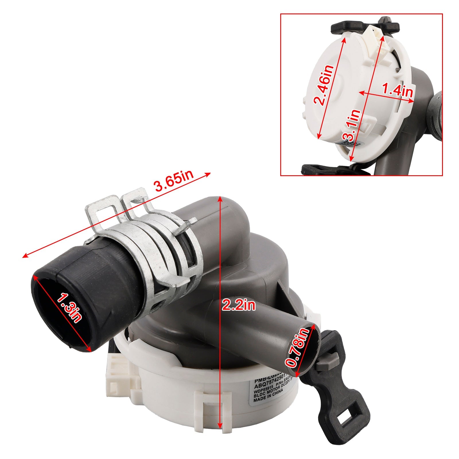 Tekeningpomp ingesteld voor LG ABQ73503002 ABQ73503004 VAISTWASSER