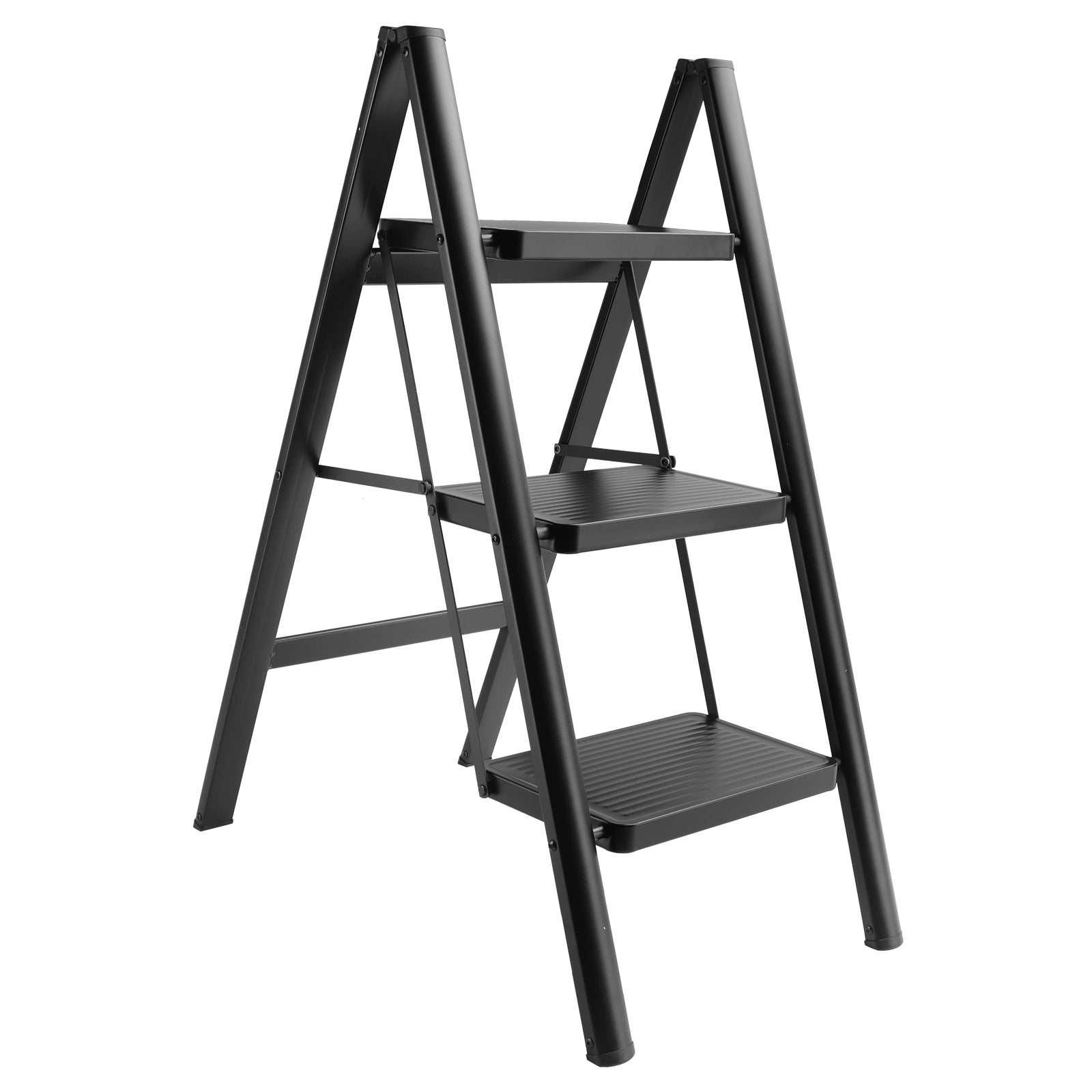 Trap, 3 niveaus, opvouwbaar, aluminium, breed, licht, compact, ladder