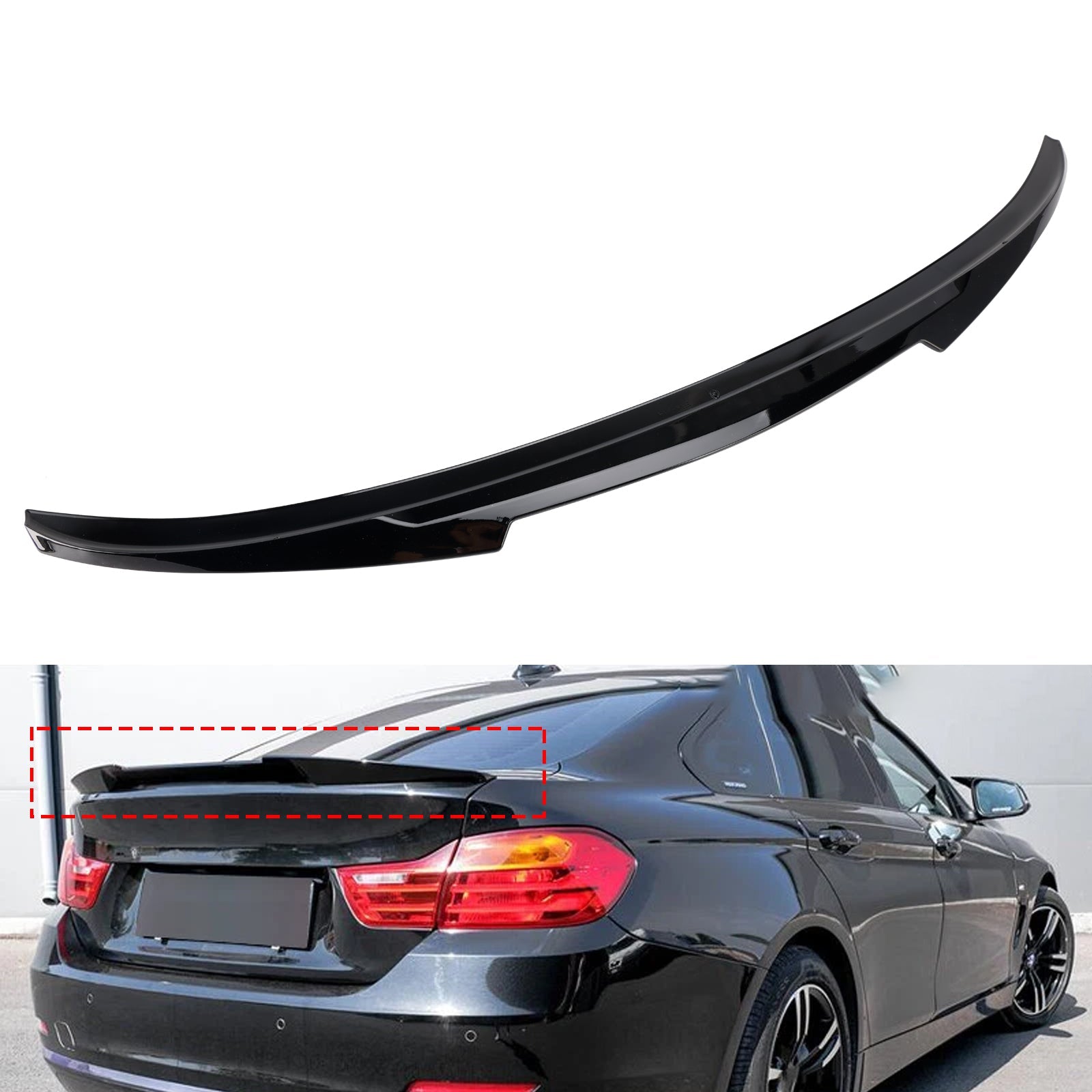 Czarny błyszczący tylny spoiler bagażnika do BMW serii 4 F36 14-20 4DR Coupe M4 Style