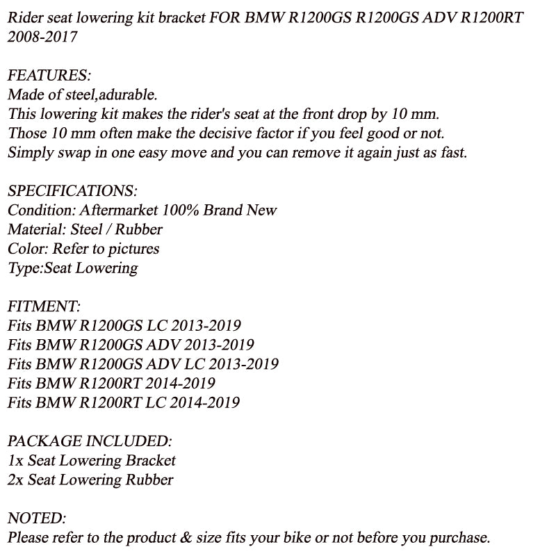 Kit de asiento del conductor para BMW R1200GS R1250GS LC / ADV 13-19