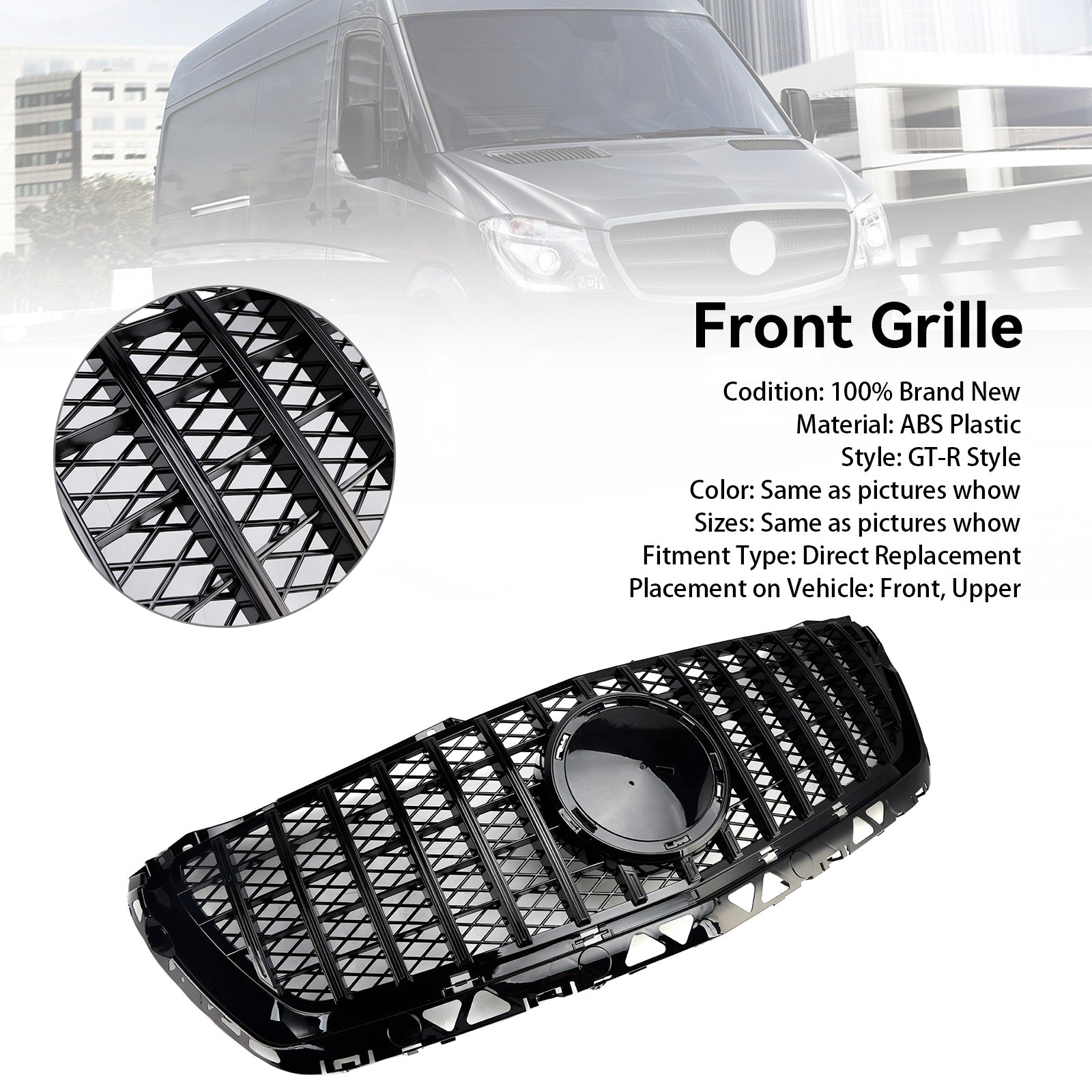 Black Front Bumper Grill Grille Pour Mercedes Benz Sprinter W906 2014-2018
