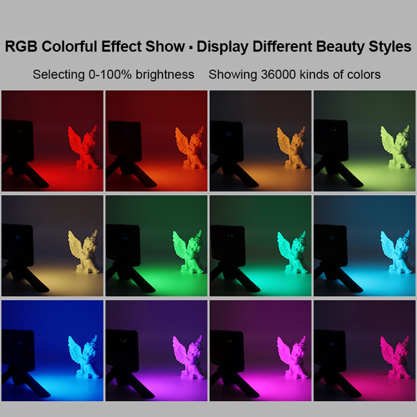 Luz de relleno LED RGB W140 para cámara de vídeo, teléfono móvil, belleza en vivo, al aire libre