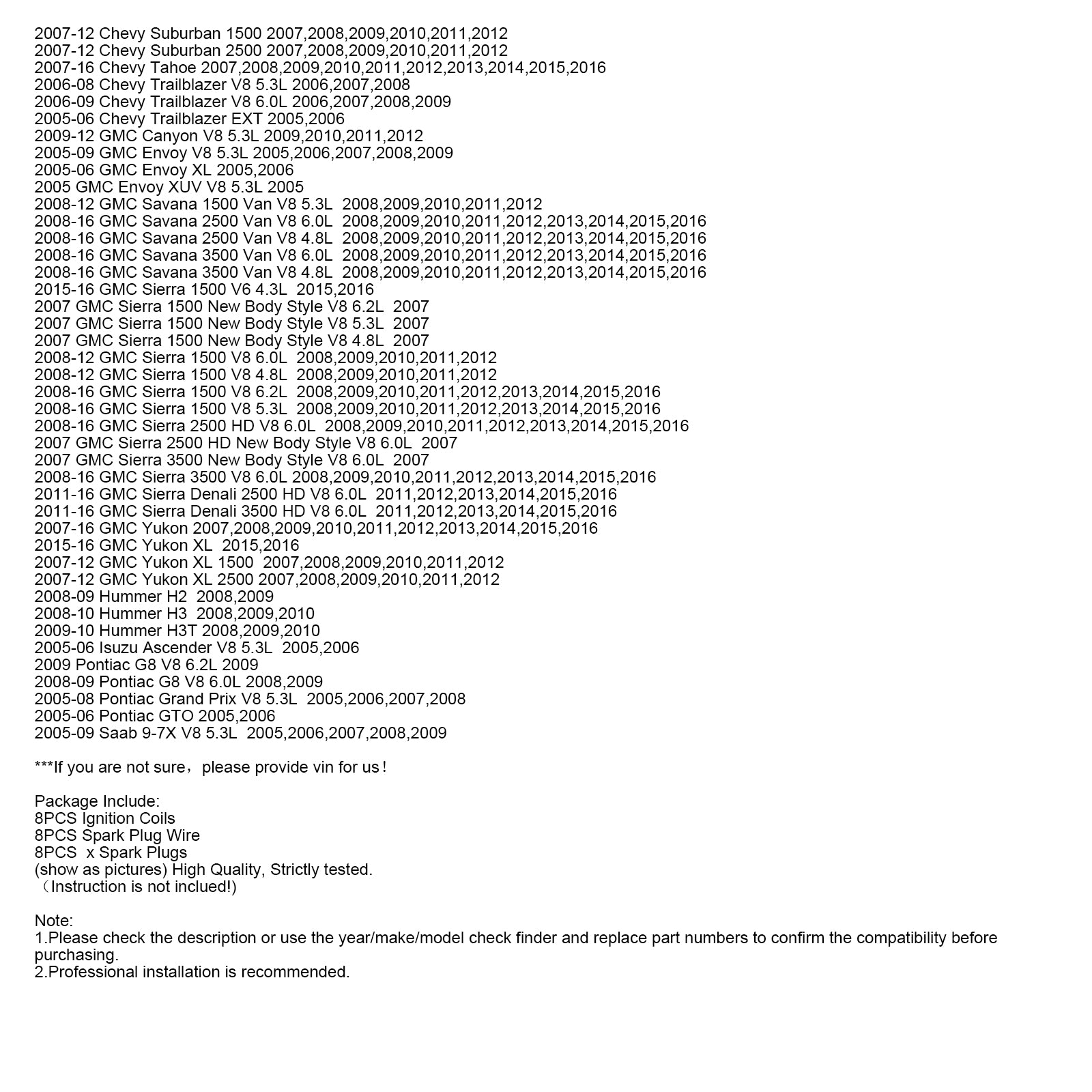 GMC Silverado 1500 Tahoe 5.3L 8 x vžig tuljava+žica svečke UF414