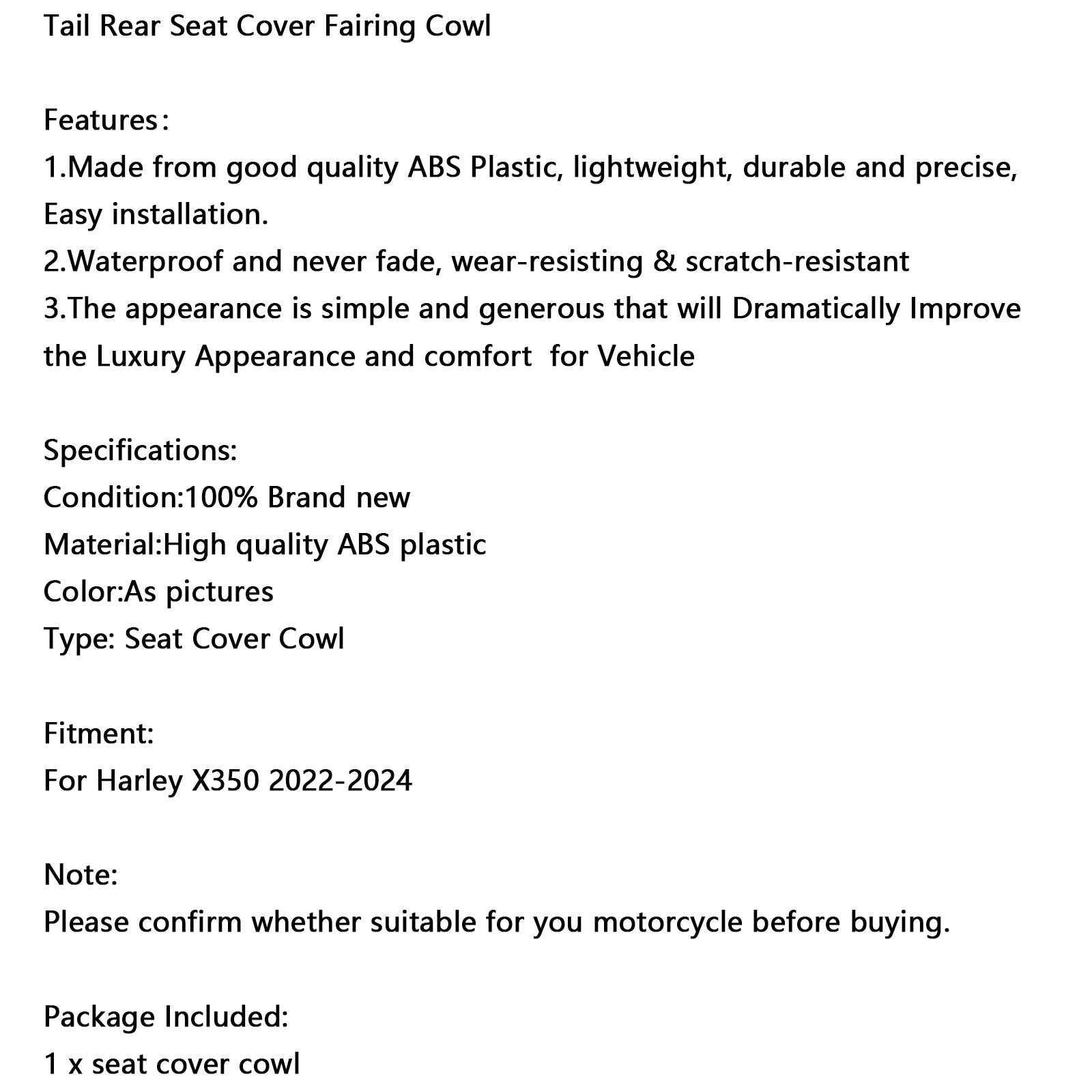 Takaistuimen suojuksen suojakoppa Harley X350 2022-2024