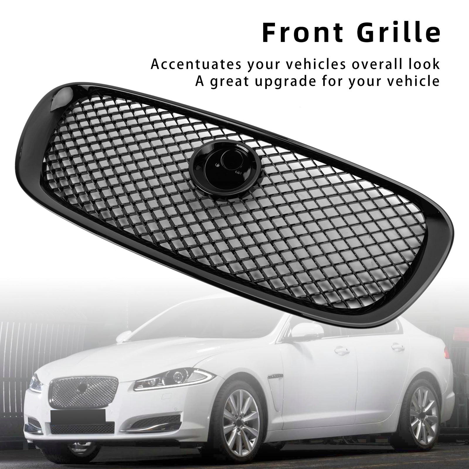 Grille de pare-chocs avant style Jaguar XF XF-R 2008-2011, noir brillant