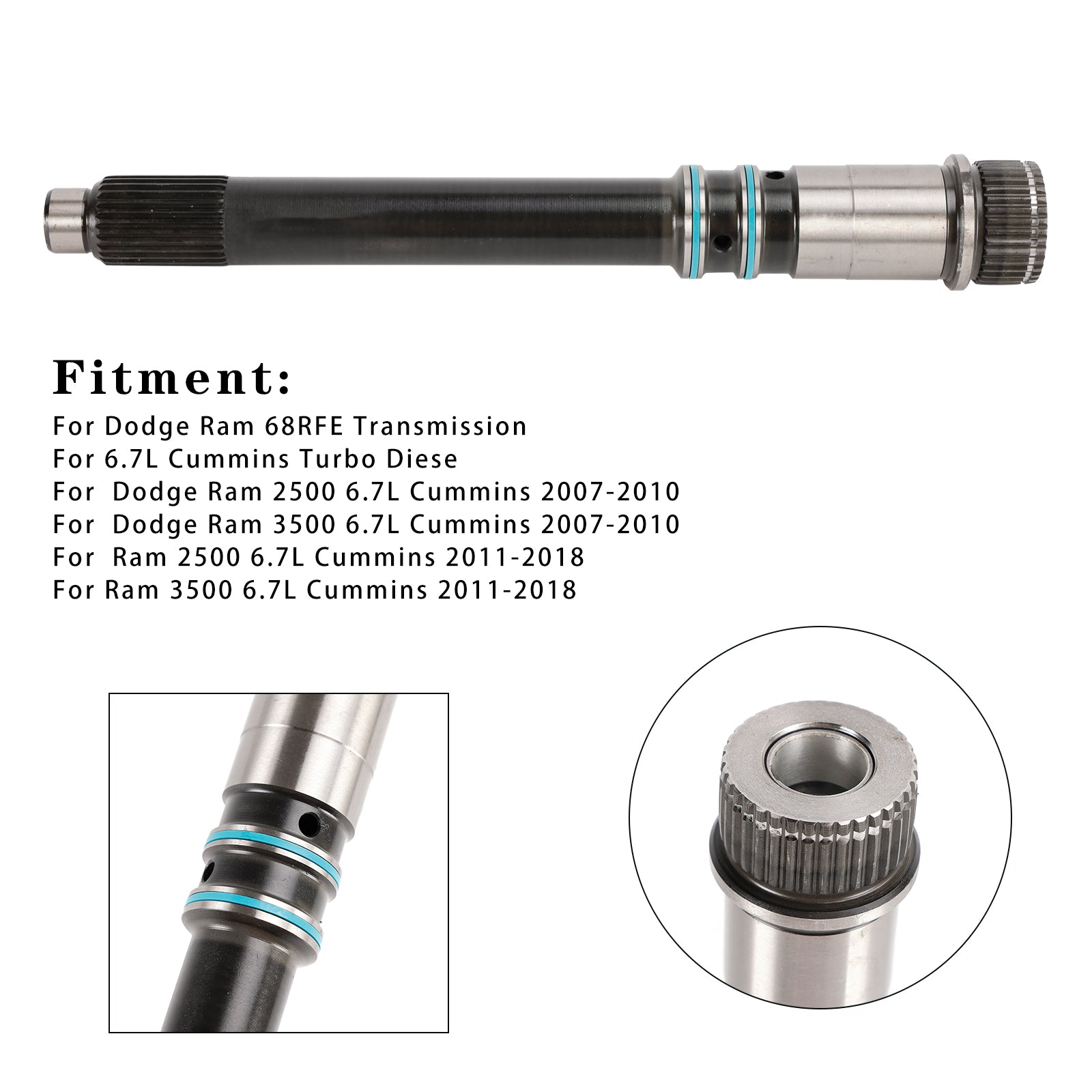 Wał wejściowy przekładni 68029247AA dla Dodge Ram 68rfe 6.7 L OHV Cummins 07-17