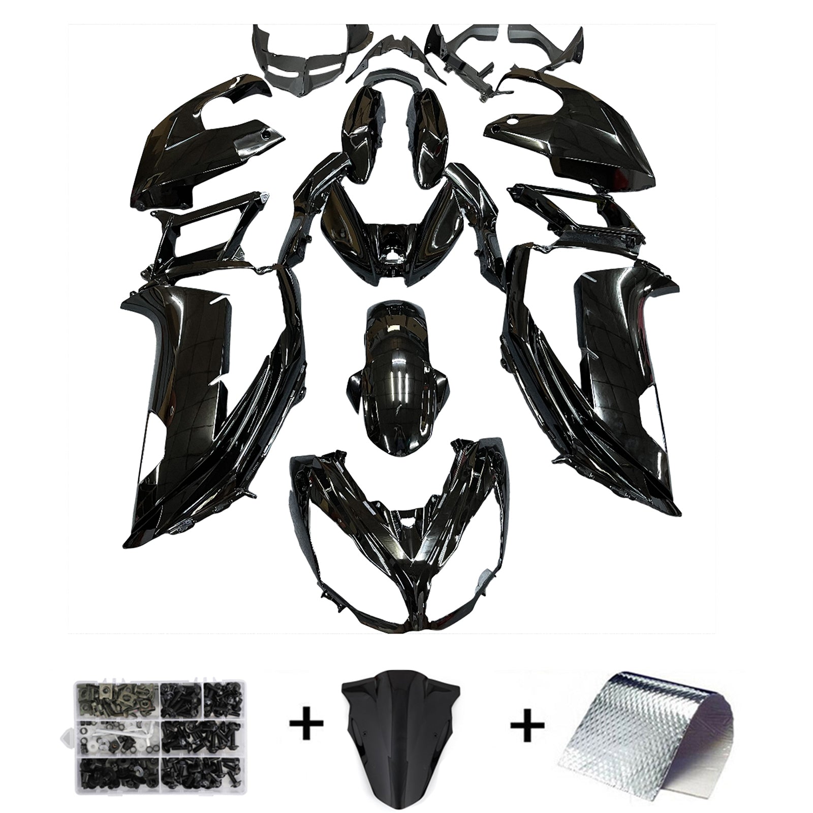Kit de carénage en plastique moulé par injection noir brillant pour Kawasaki Ninja 650 EX650 2012-2016