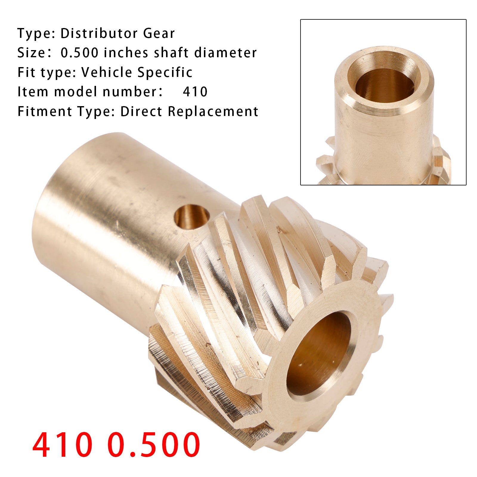 “ 410 ” verdeeltandwiel (asdiameter : 0,500 inch) voor Chevy-motoren met MSD Small/Big Block Ignition.