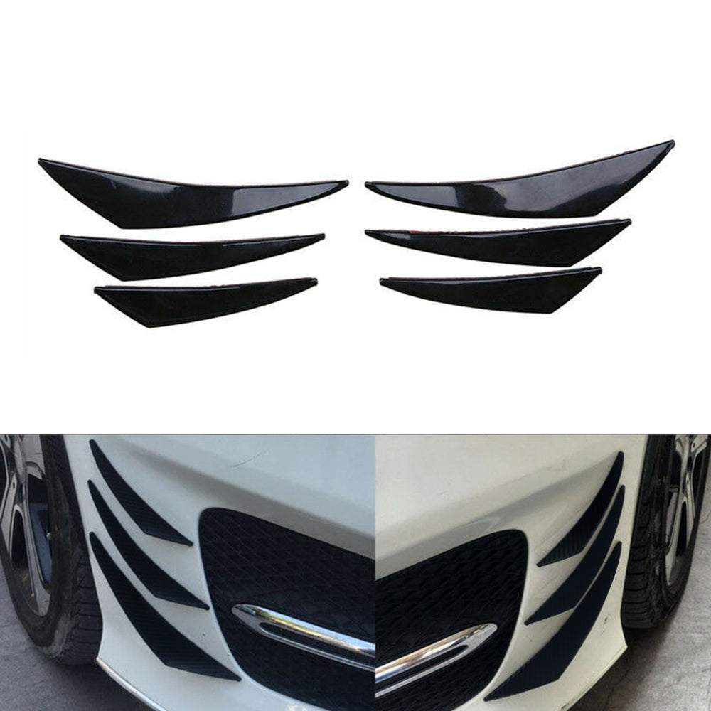 Areyourshop 6 pezzi universale nero lucido per auto/auto paraurti anteriore alette spoiler canard rimontaggio