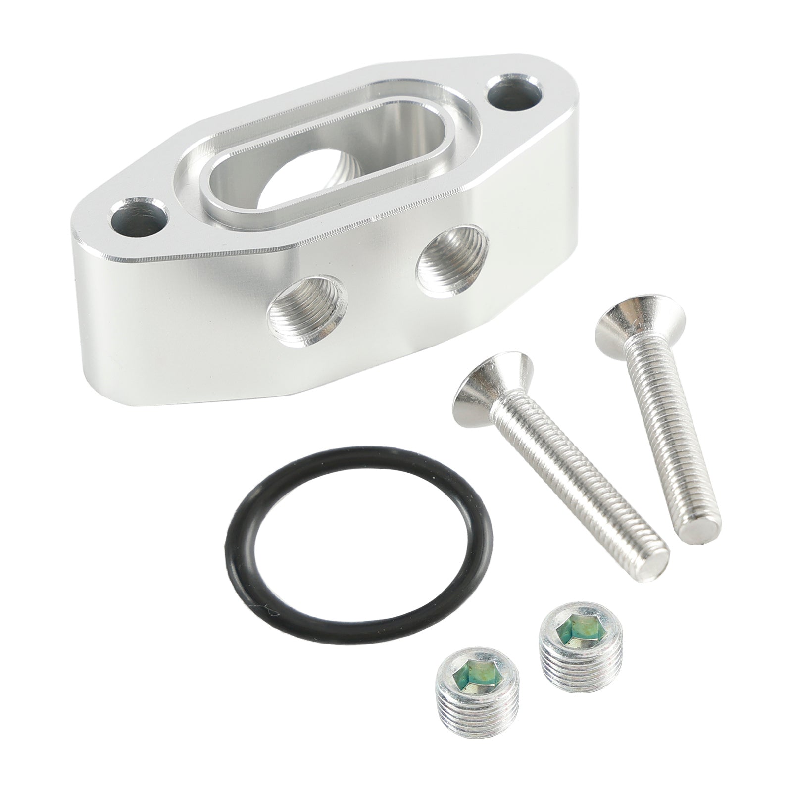 Billet LS Twin Turbo dubbele olietoevoerleidingadapterplaat 90 graden 1/8" NPT