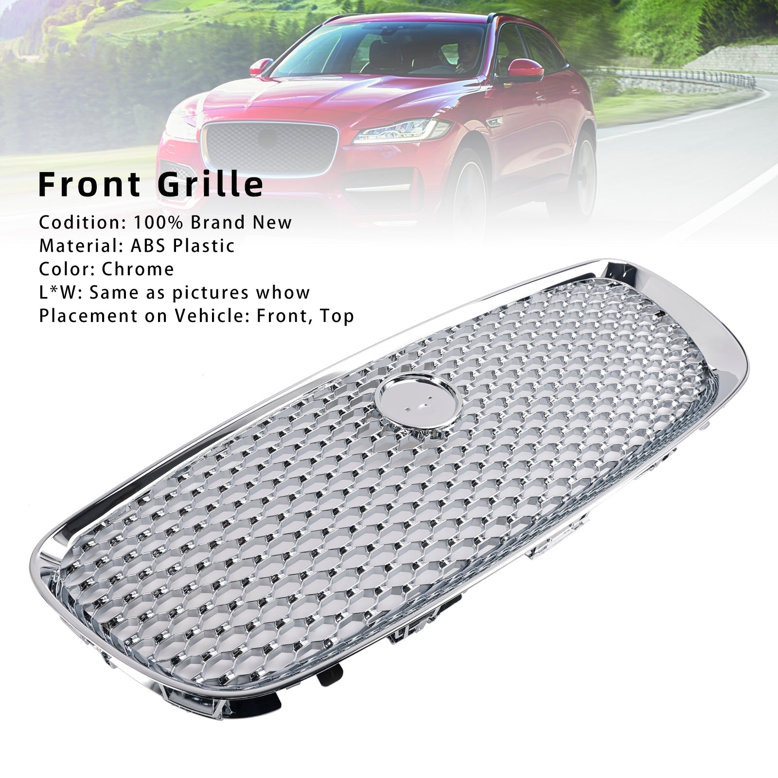 Grille de pare-chocs avant chromée pour Jaguar F-PACE X761 2016-2020