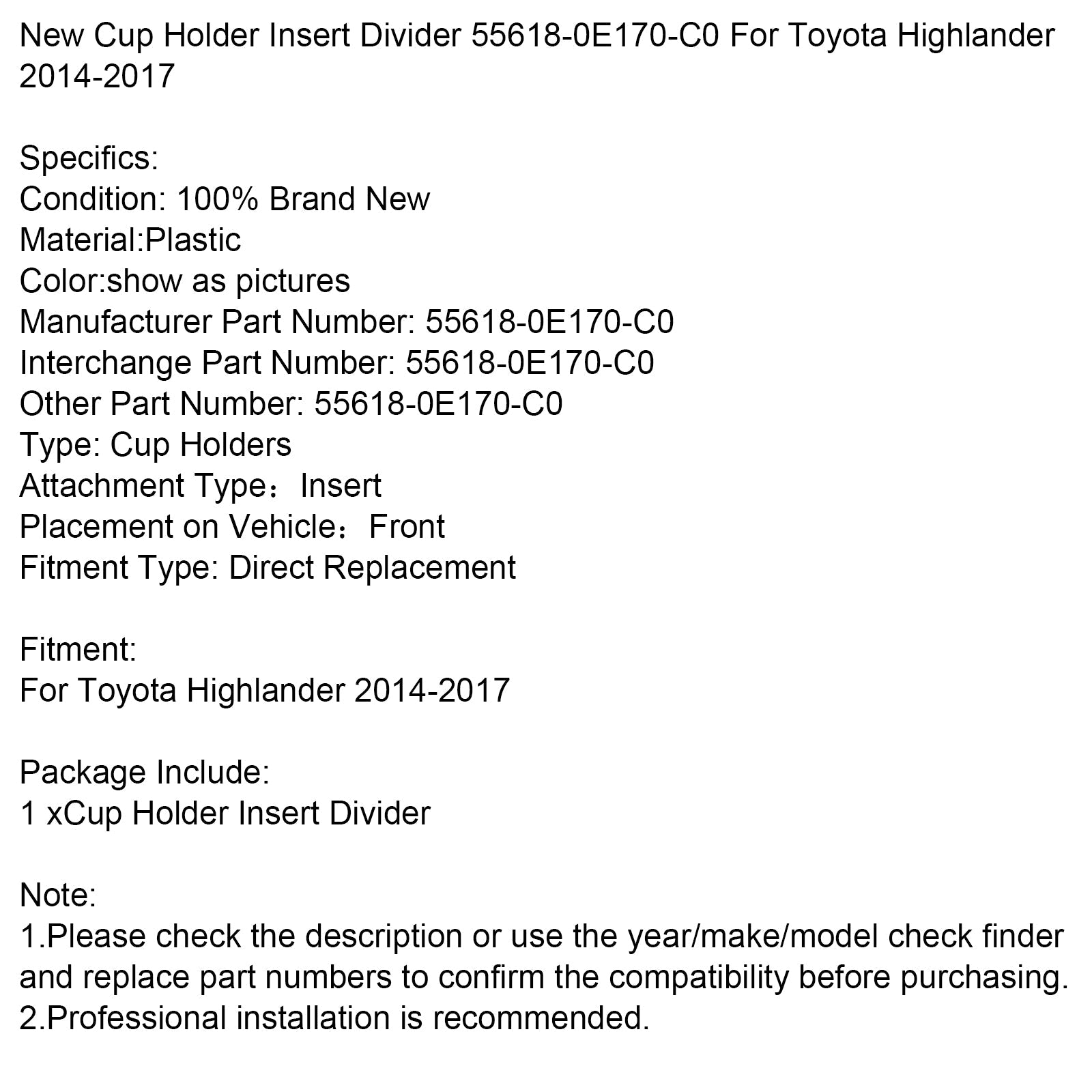 Titolare del donatore per separatore per Toyota Highlander 2014-2017 (55618-0E170-C0)