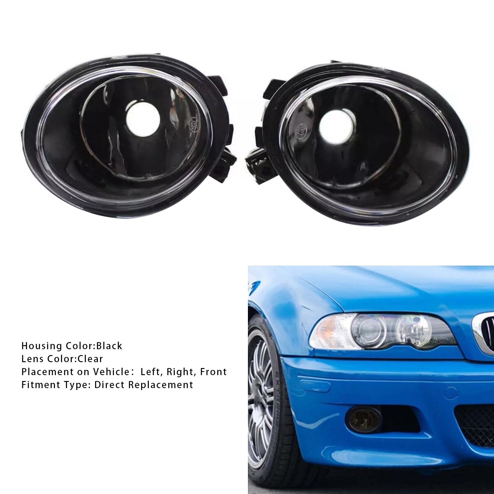 Coppia di luci della nebbia anteriore senza lampadine per la BMW 3 E46 (2001-2006)