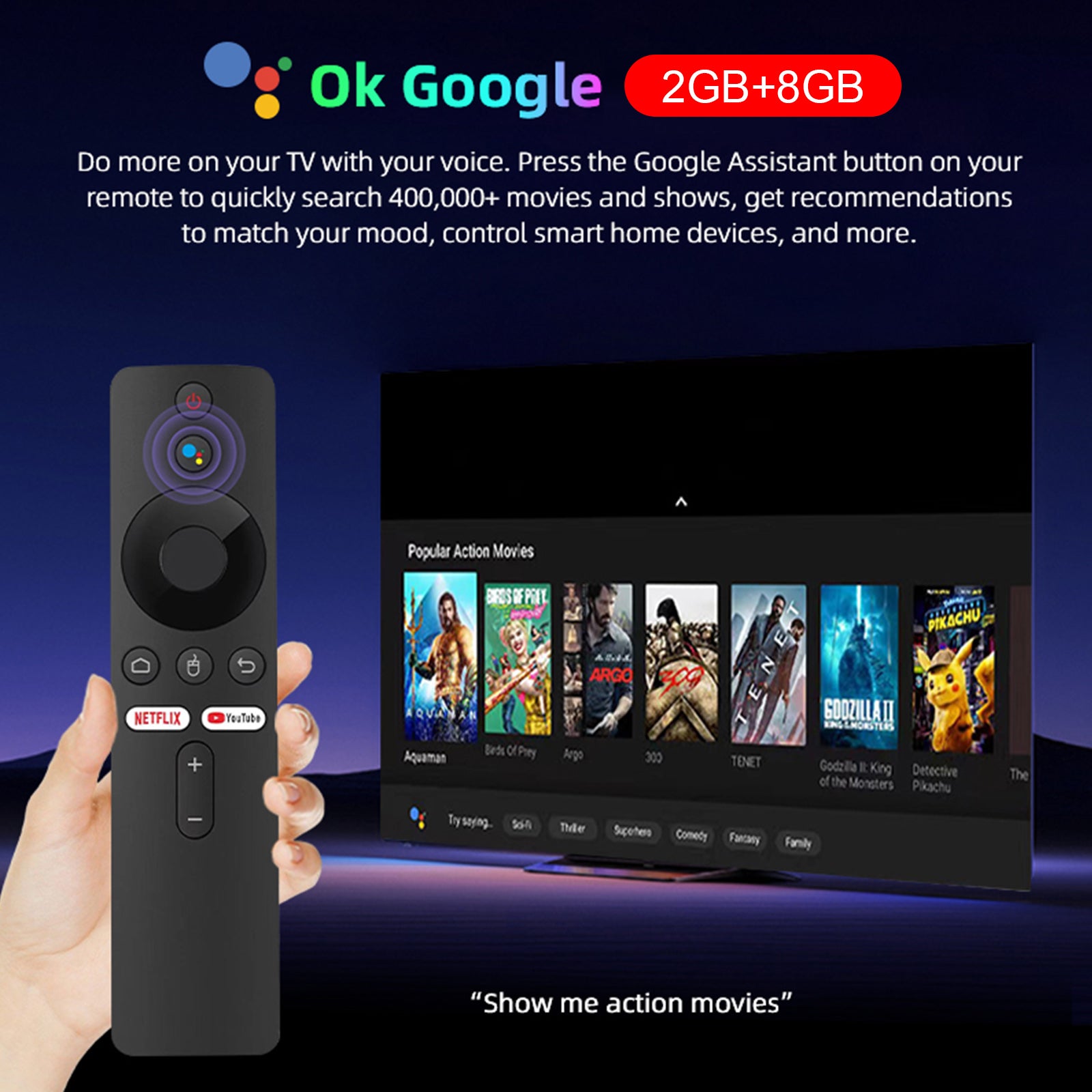 G96 TV Stick Android13.0 2GB 8GB Banda doble 4K Bluetooth Voice TV Box