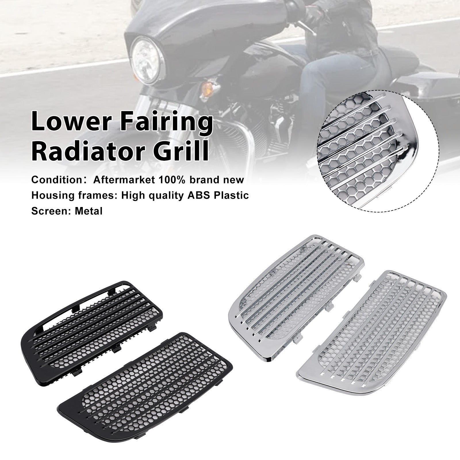 Grille de radiateur de carénage inférieur compatible avec Road Glide King FLHR Special FLTRXS