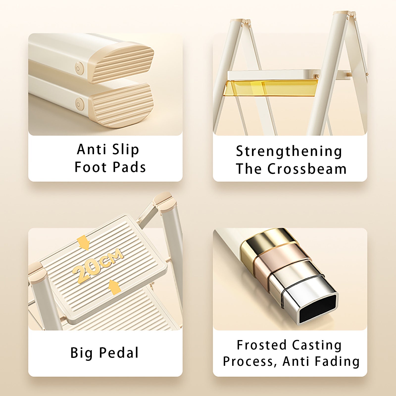 Opstapkruk, 3 niveaus, opvouwbaar, aluminium, ladder, laadvermogen 330,7 lbs