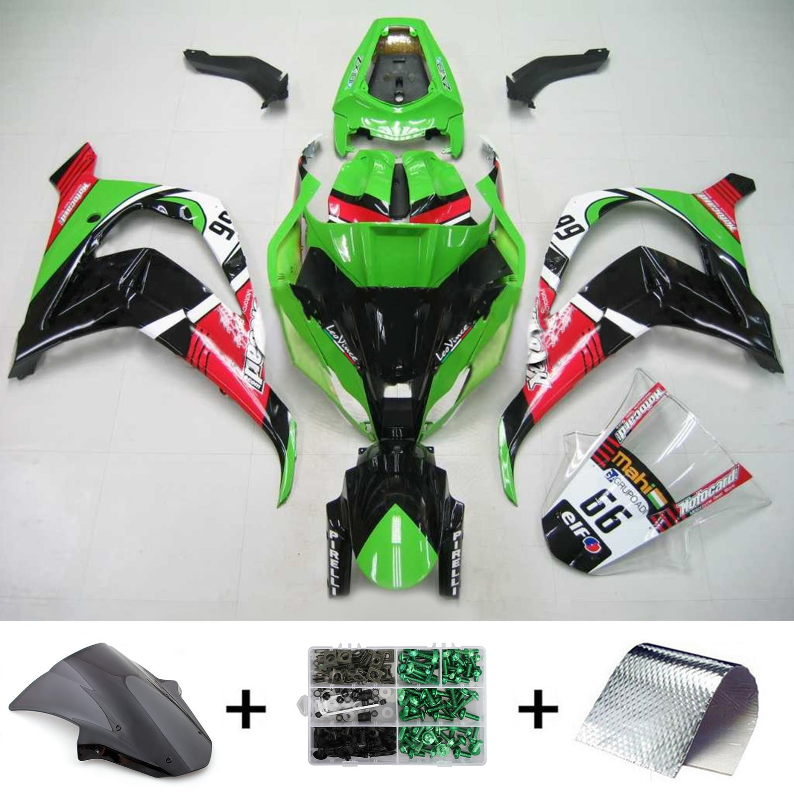 2011-2015 Kawasaki ZX10R päällirakenteen ruiskutussuojaussarja Abs Muovi asennettu