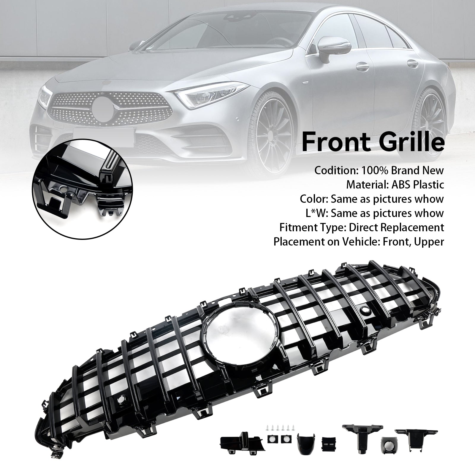 Grille de pare-chocs avant noire Mercedes CLS C257 W257 Coupé 2018-2024