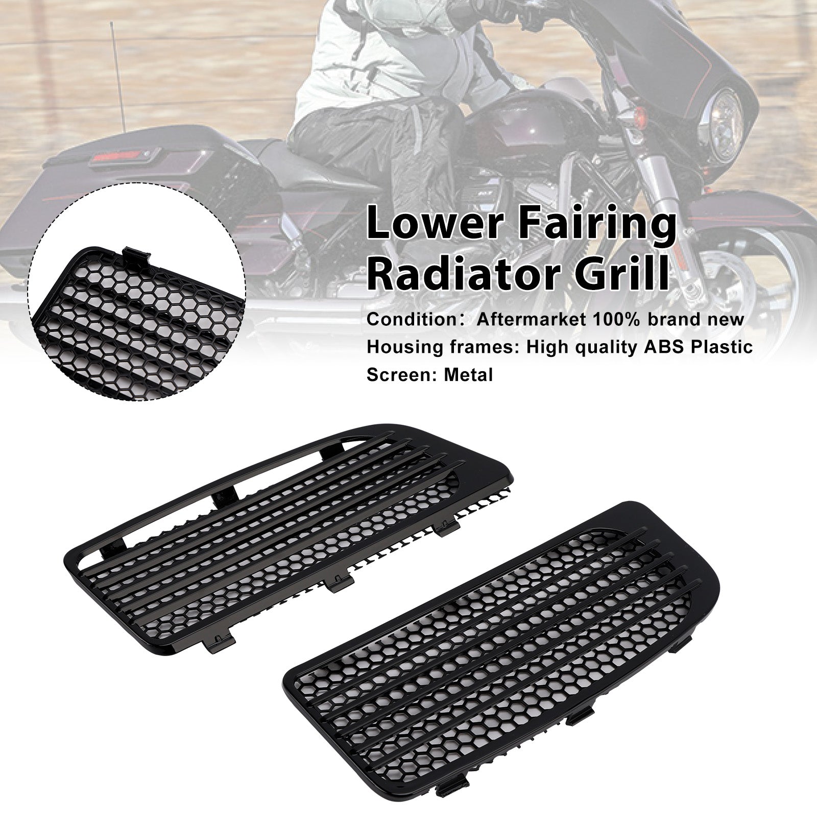 Grille de radiateur de carénage inférieur compatible avec Road Glide King FLHR Special FLTRXS