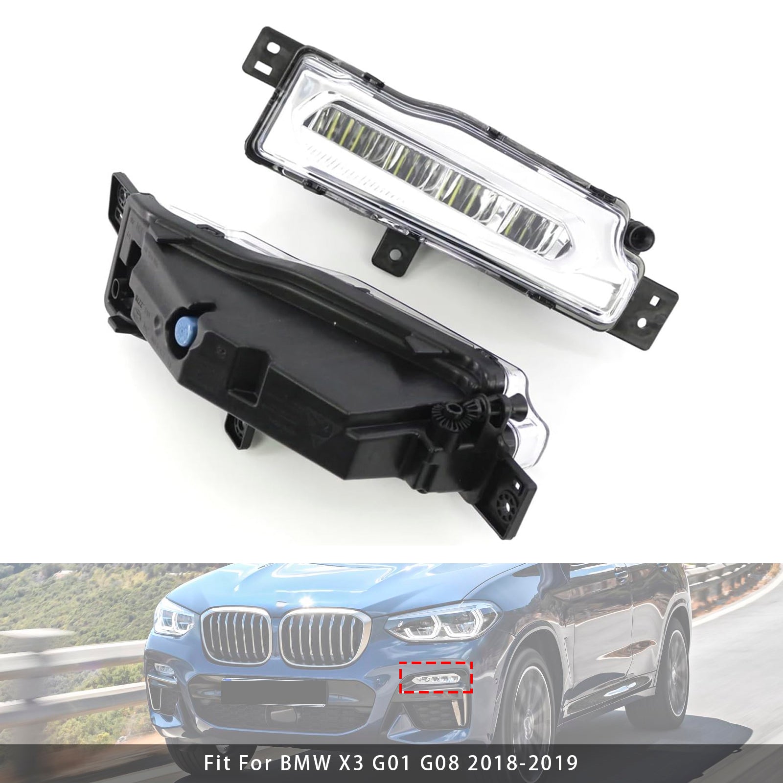 Coppia di luci della nebbia anteriore a LED per BMW X3 G01 G08 X4 G02 2018-2019 63177412528