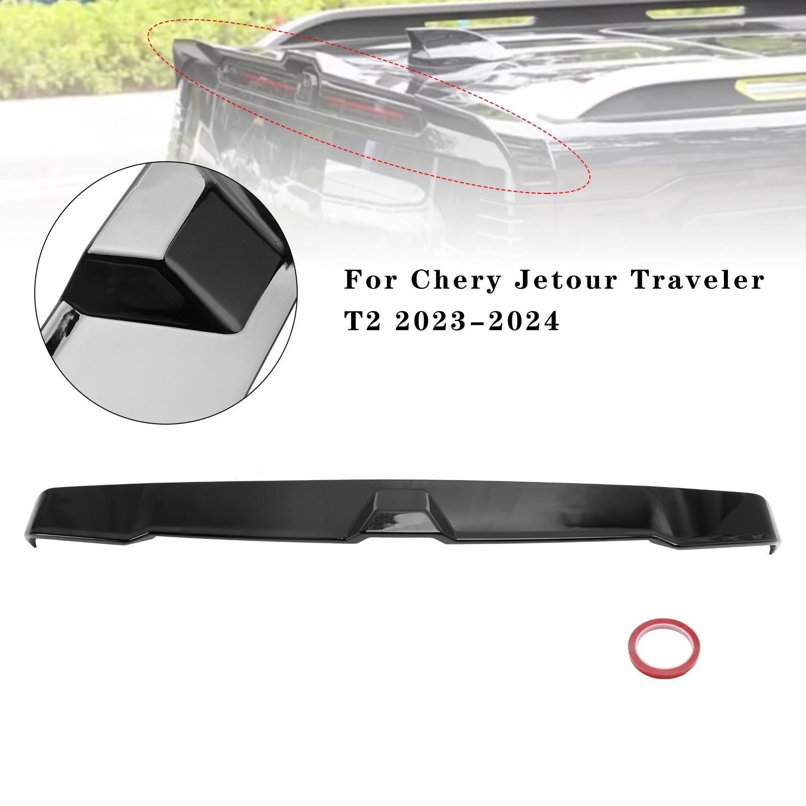Spoiler bagagliaio posteriore nero lucido Chery Jetour Traveller T2 2023-2024