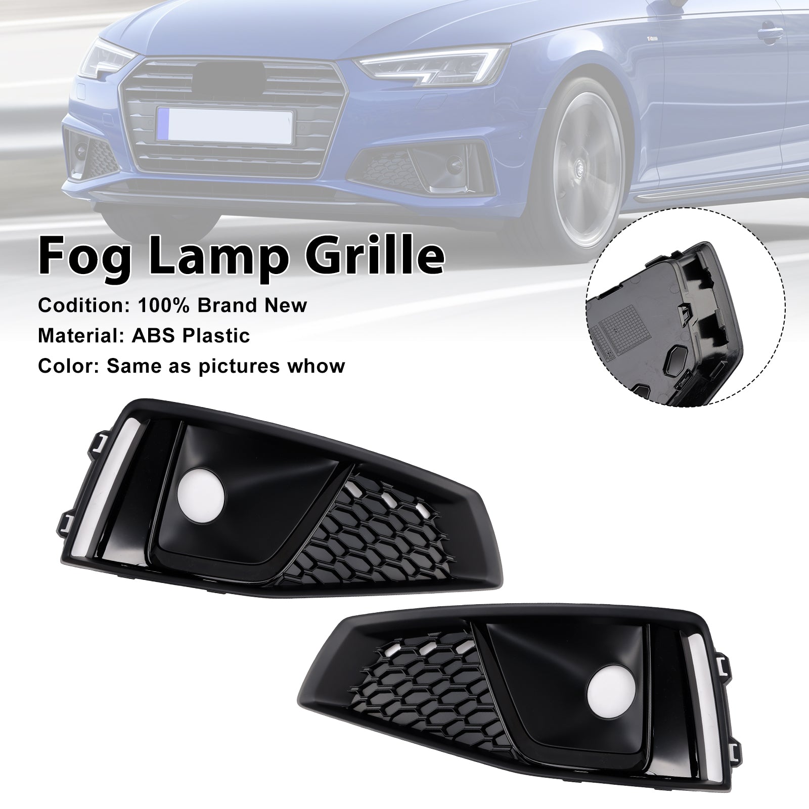 Dorneje de rejilla de relámpago de niebla negra para Audi A4 B9 S-Line S4 2018-2020
