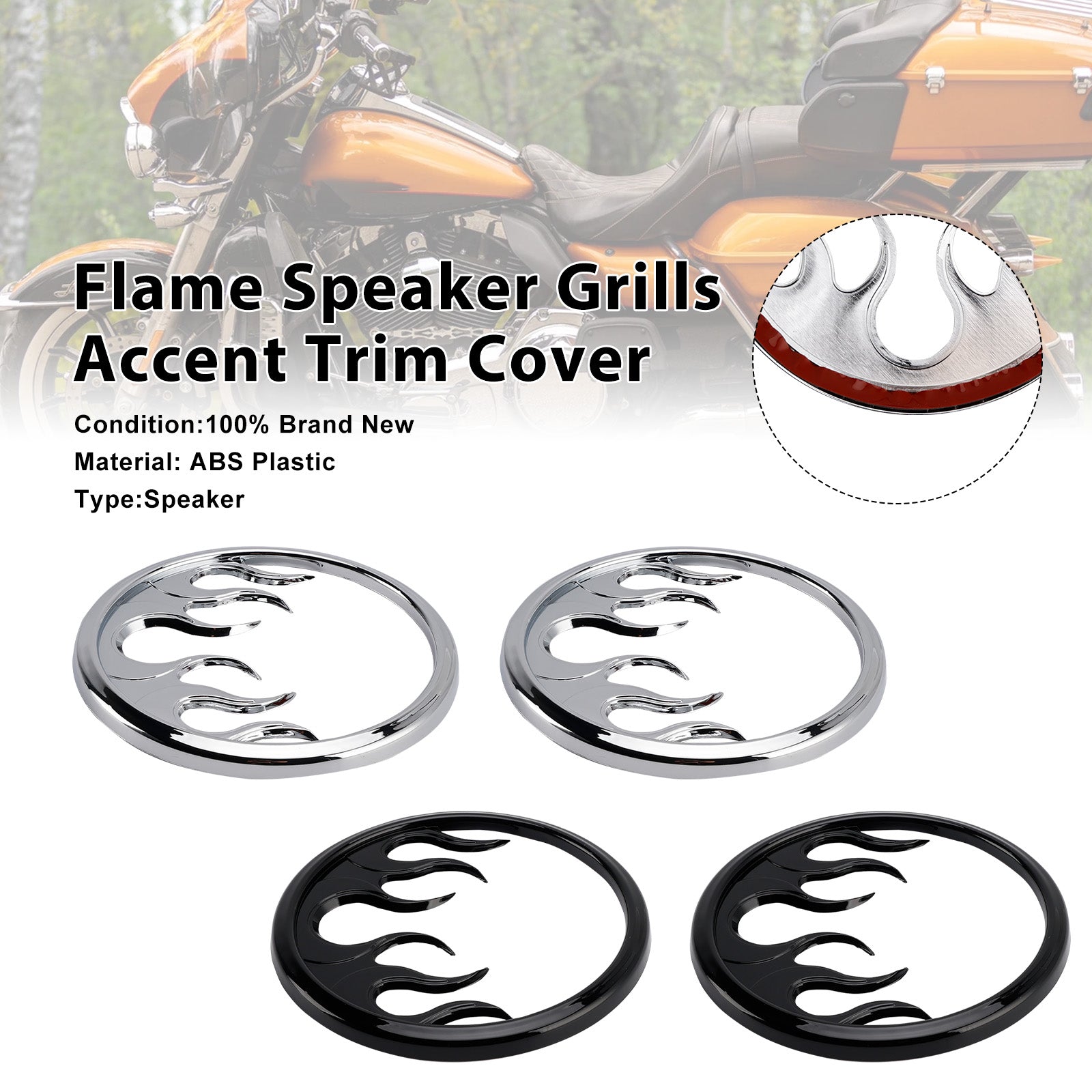 Flame Speaker Grills Decoratieve rand voor Touring Electra Glide Ultra Classic