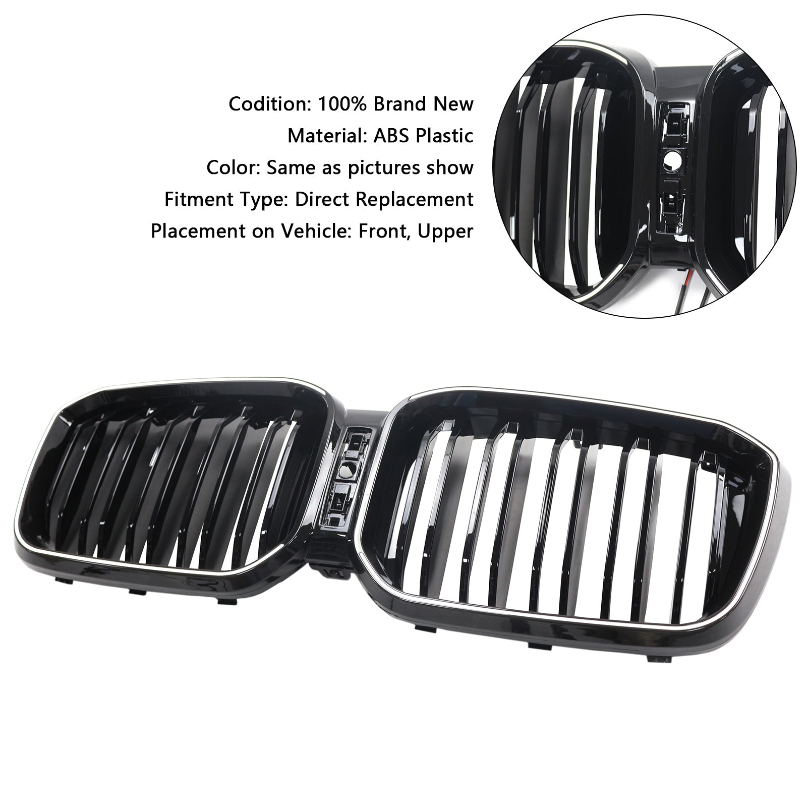 Grille de pare-chocs noire brillante à double lamelles pour BMW X3 G01 X4 G02 2022-2025