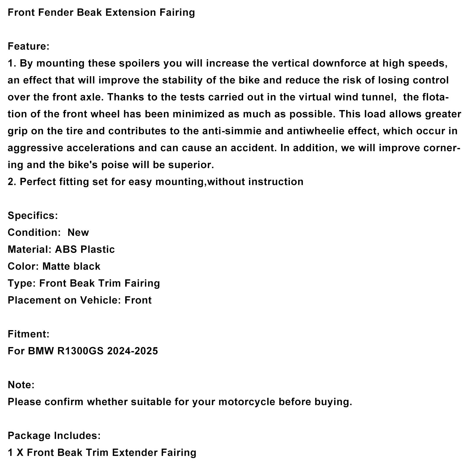 Extension de carénage de garde-boue avant pour BMW R1300GS 2024-2025