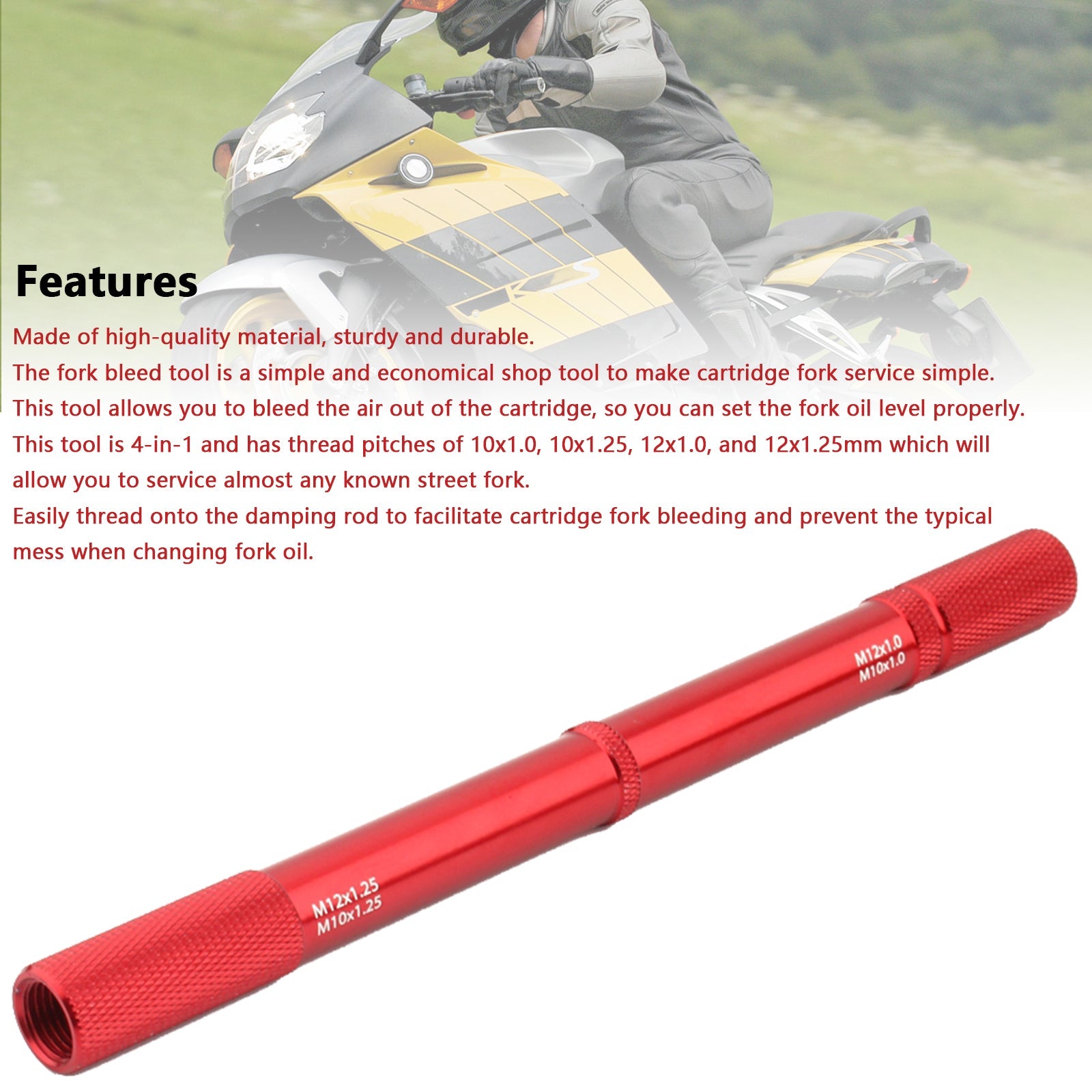 Outil universel de purge de fourche de moto, réparation de suspension à faire soi-même, tige d'amortisseur