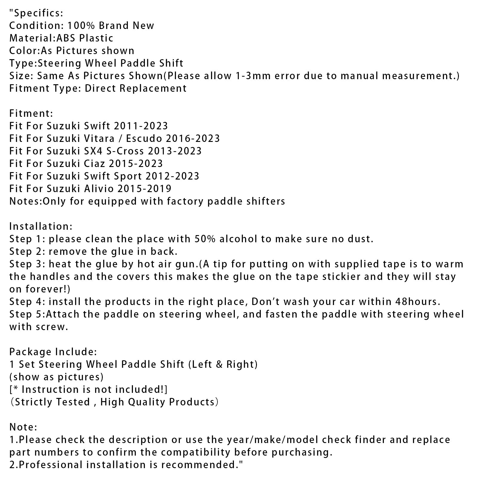 Uitbreiding van versnellingsverandering Pallets rijden voor Suzuki Swift Vitara