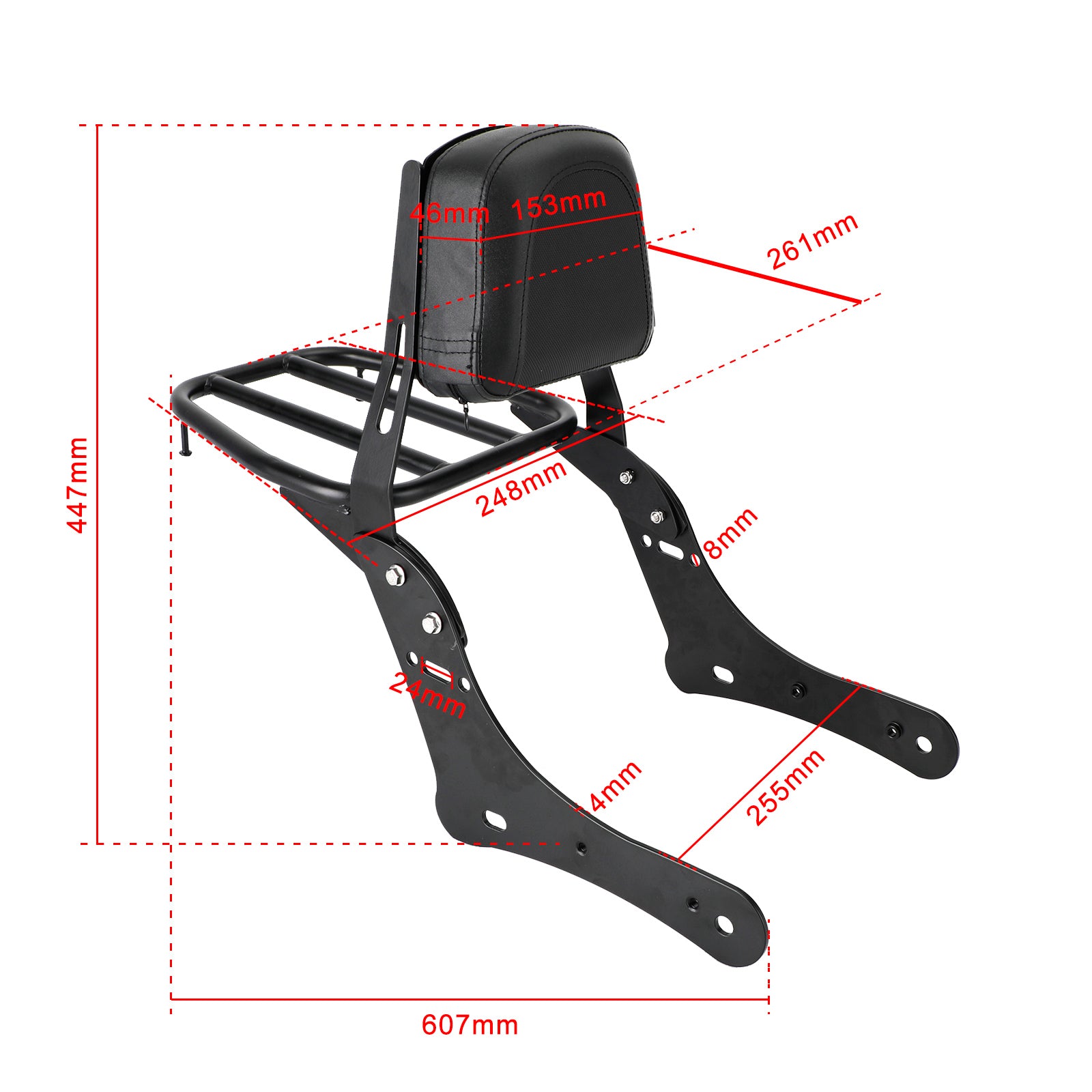 Sissy Bar Backrest con estante de equipaje para Kawasaki Vulcan S 650 VN650 2015-2017