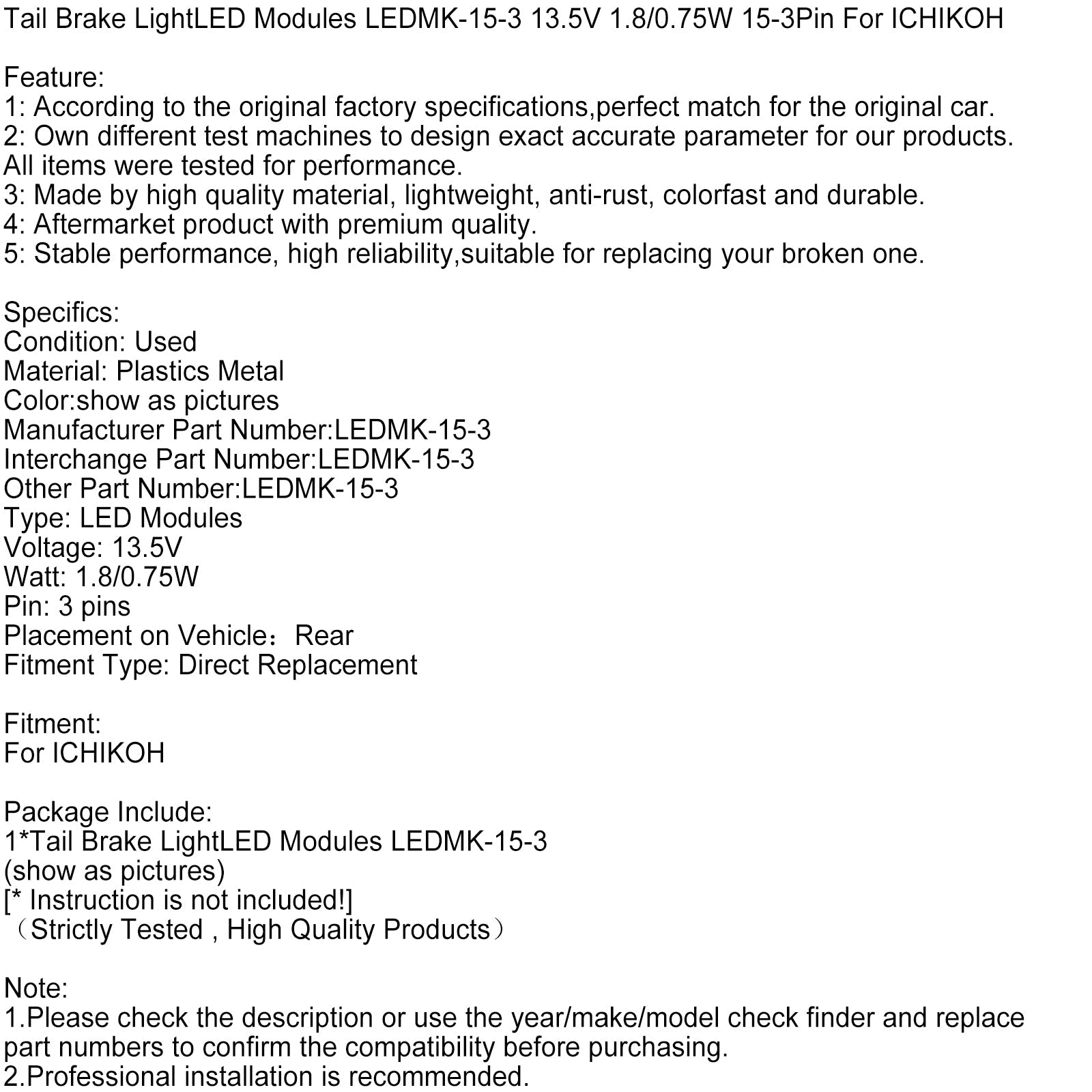 Moduli LED di LEDMK-15-3 13,5 V 1,8/0,75 W 15-3 pin per Ichikoh