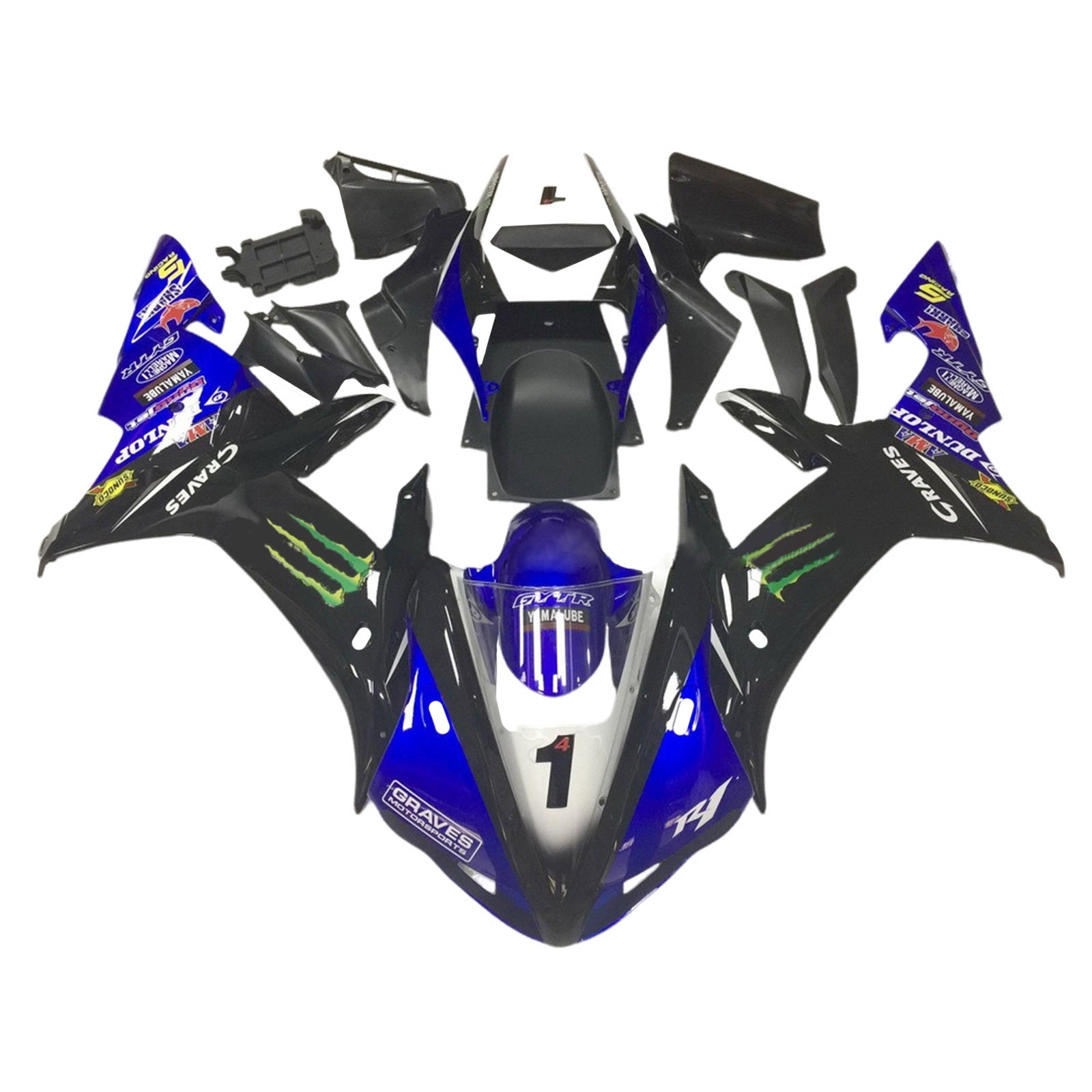 2002-2003 Yamaha YZF 1000 R1 Kit de carenado de inyección Carrocería de plástico ABS