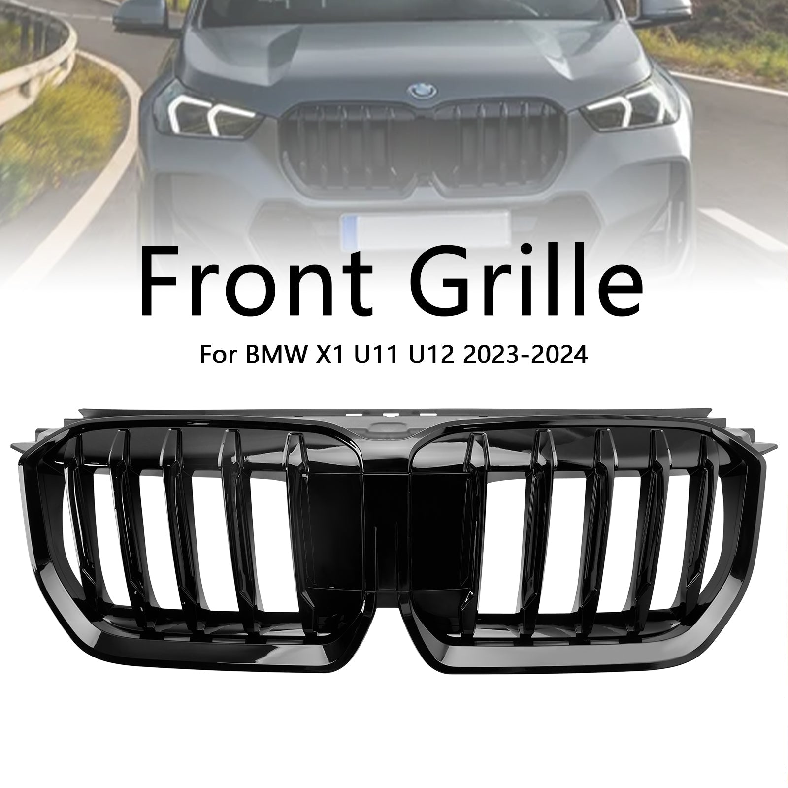 Glanzend zwarte voorbumpergrille voor BMW X1 U11 U12 2023-2024