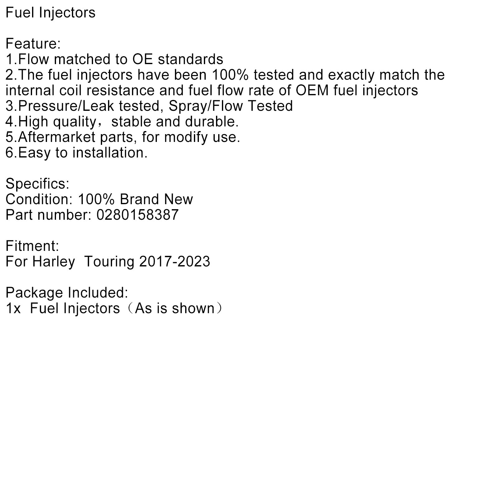 Iniettori di carburante in tournée Flhxse CVO Street Glide 2017-2023 0280158387