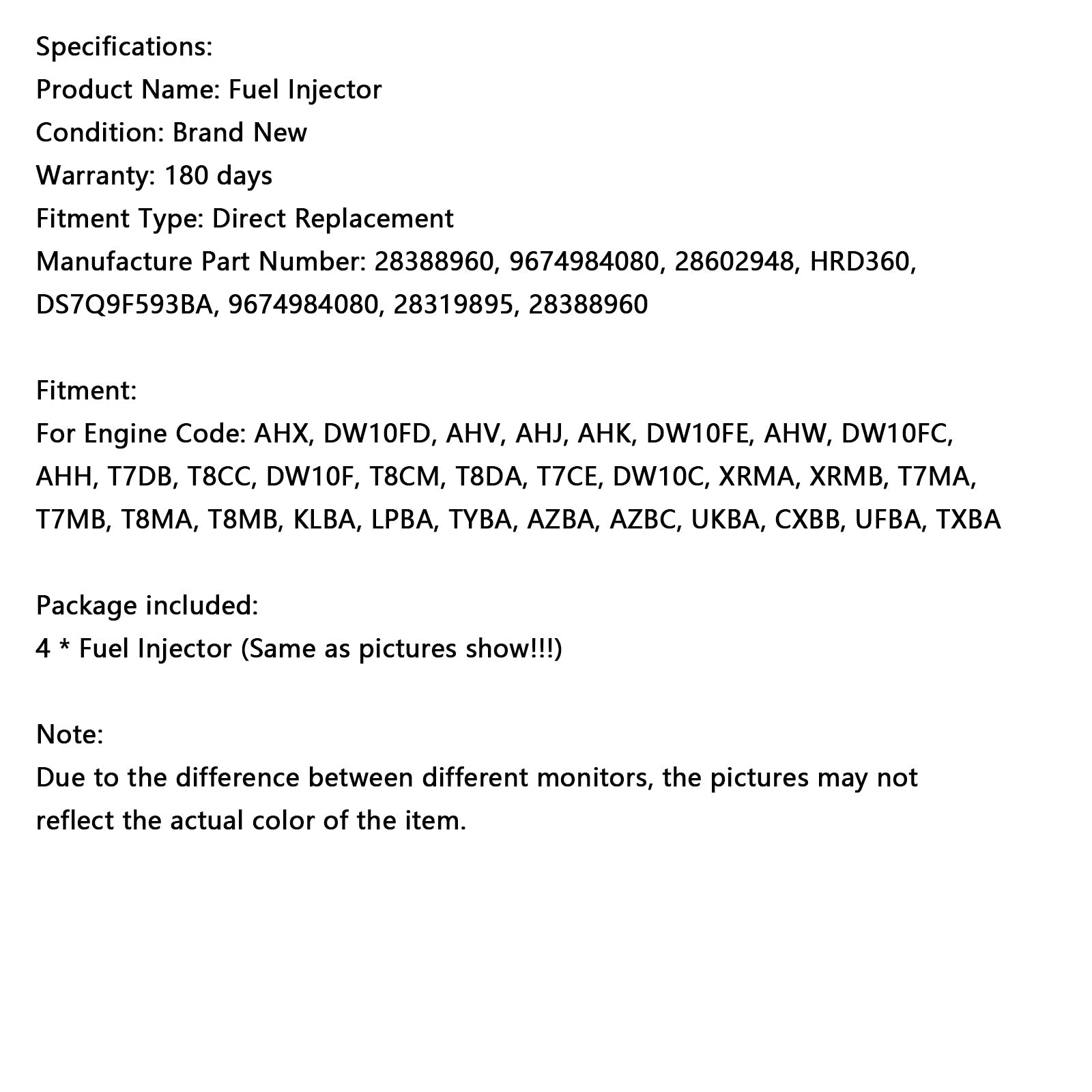 Inyector de combustible diésel Delphi, 4 Uds., 28388960, 9674984080, 28602948