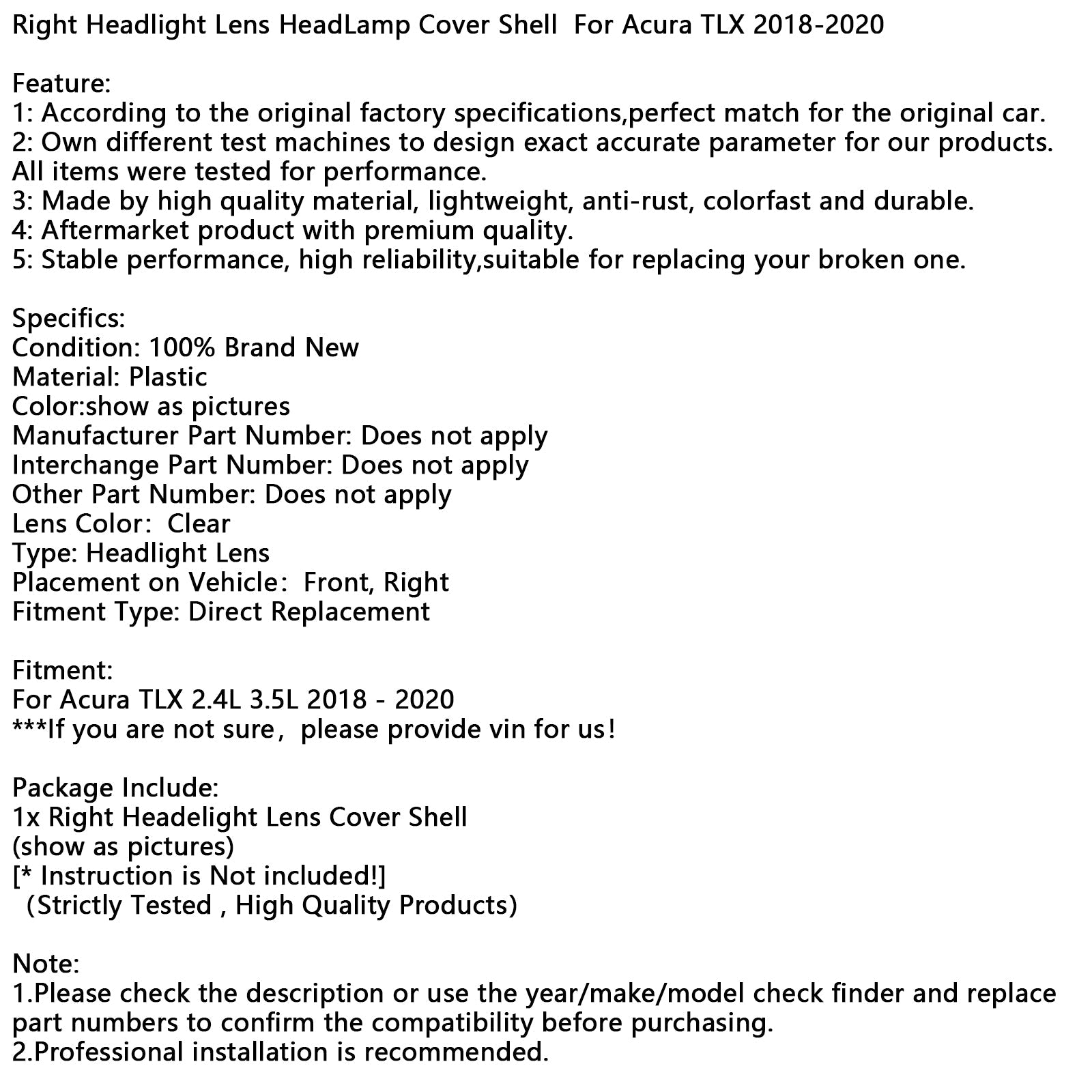 Osłona reflektora prawego Acura TLX 2018-2020