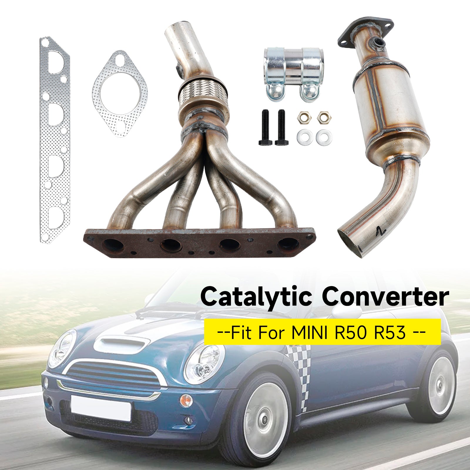 07/2004-09/2006 Mini (R50, R53) Cooper S Hatchback Beltrol FWD 125KW odobren katalitični pretvornik + montažni komplet