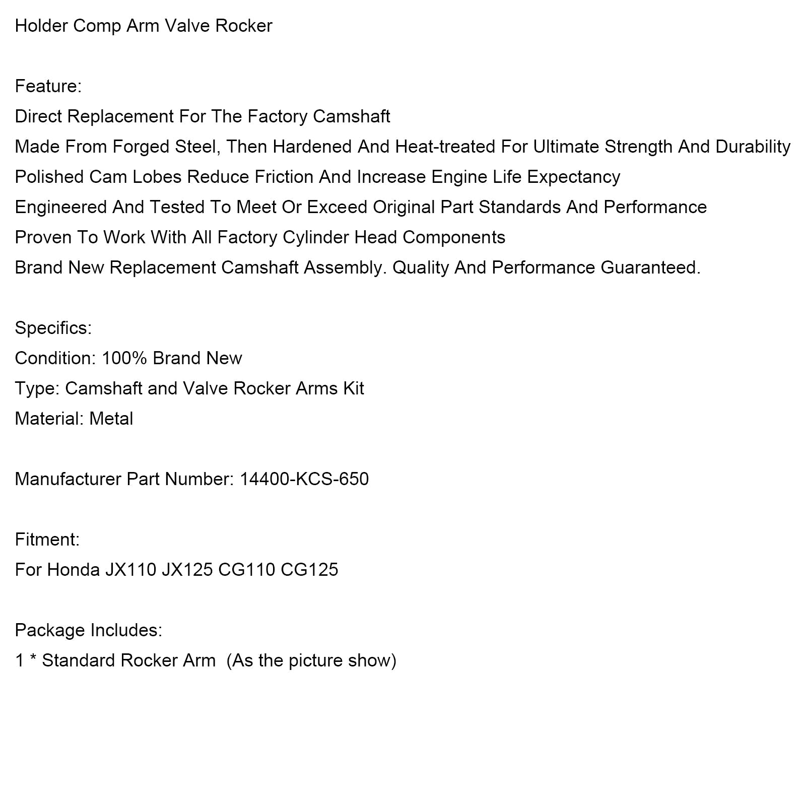 Wspornik wahacza zaworu ramienia trymującego Honda JX110 JX125 CG110 CG125 14400-KCS-650