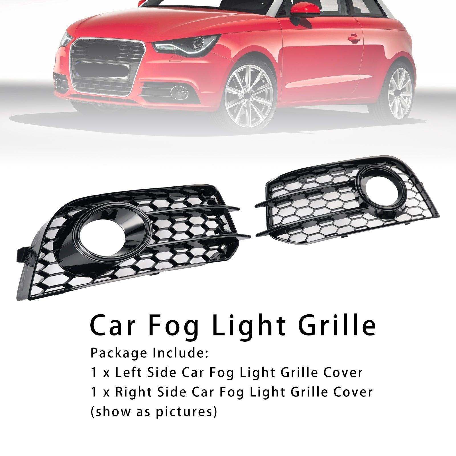 Black Honeycomb Fog Protective Grid voor Audi A1 2010-2014 Front Bumper