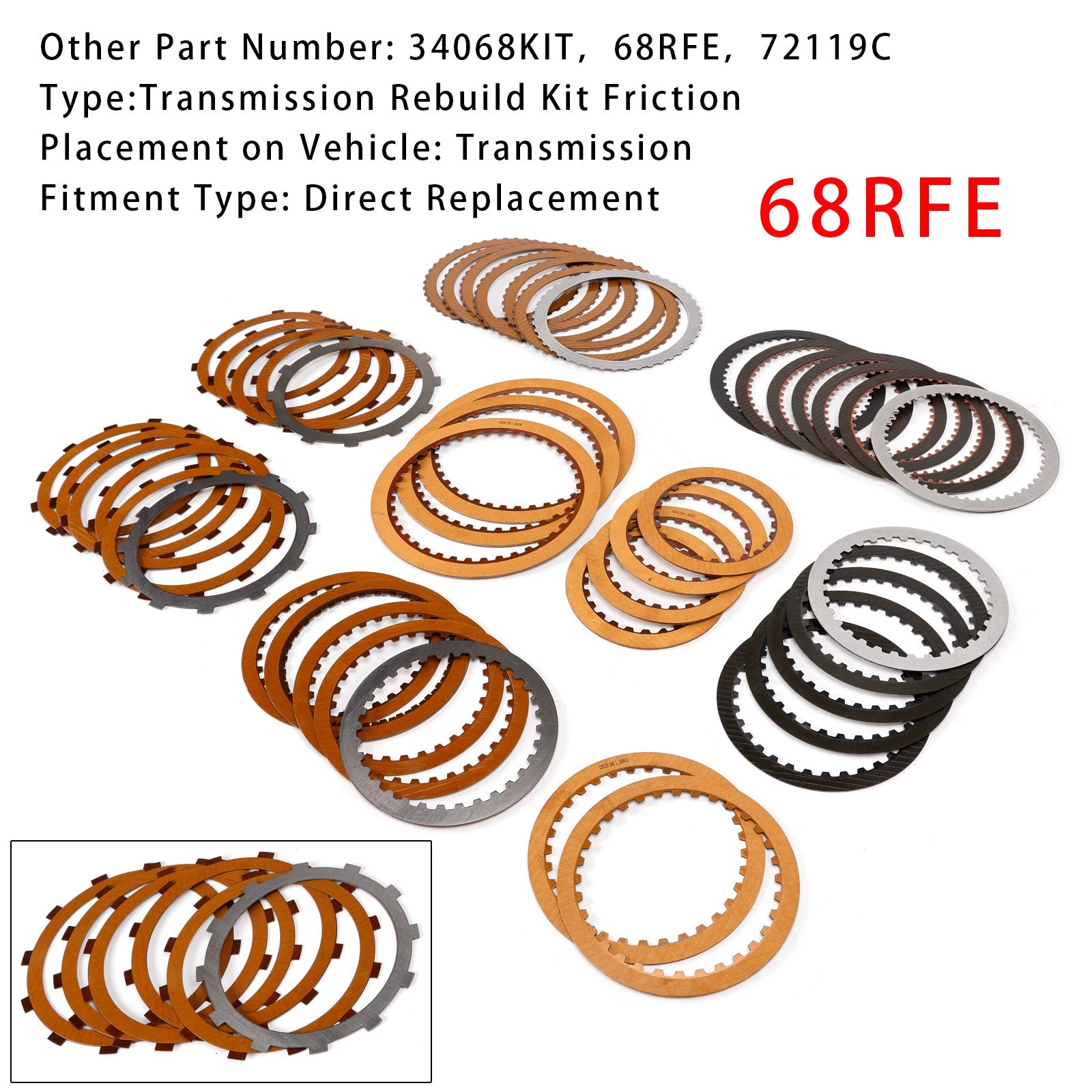 68RFE Vaihteiston korjaussarja Dodge RAM 6.7L Dieselille (2007 ja uudemmat) - Kitkalevysetti