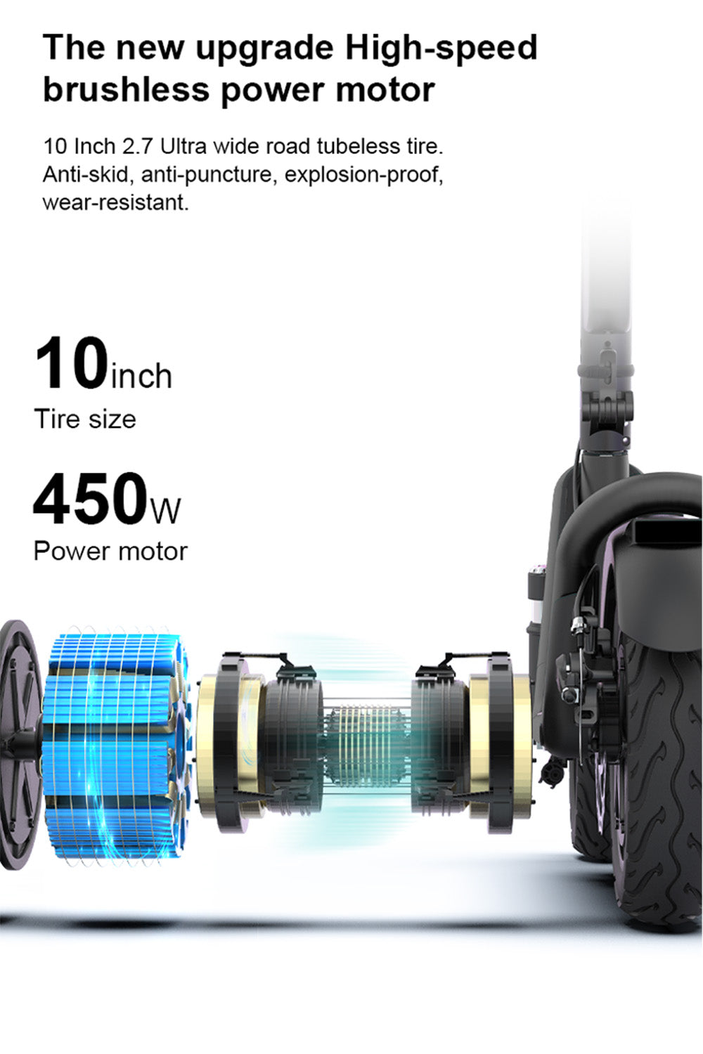 10-calowa składana hulajnoga elektryczna z napędem tylnym i amortyzacją ze stopu aluminium dla dorosłych