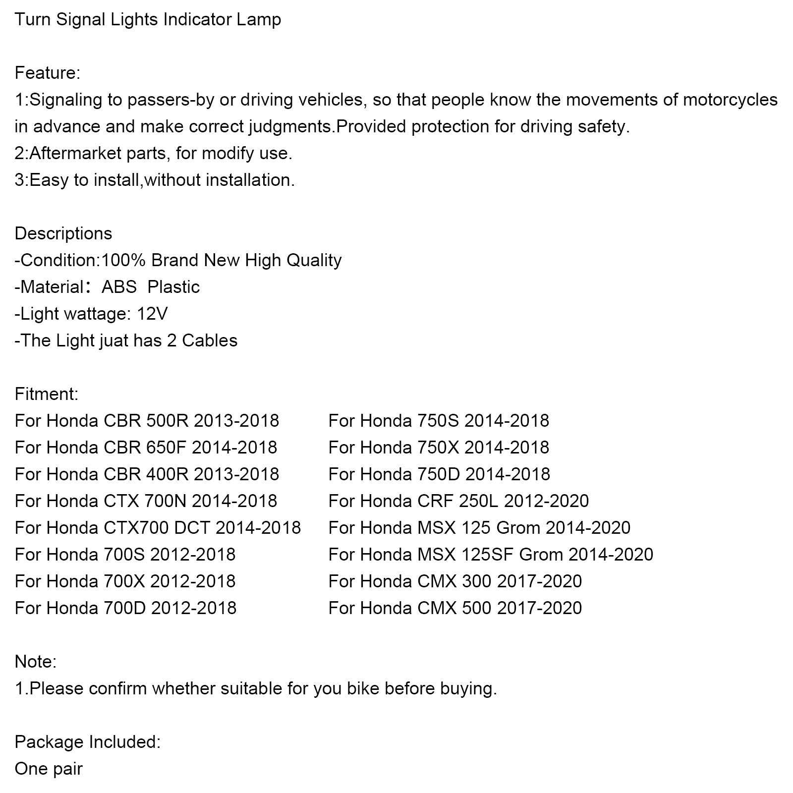 Trusts voor Honda CBR500 CBR650F CTX700 MSX125