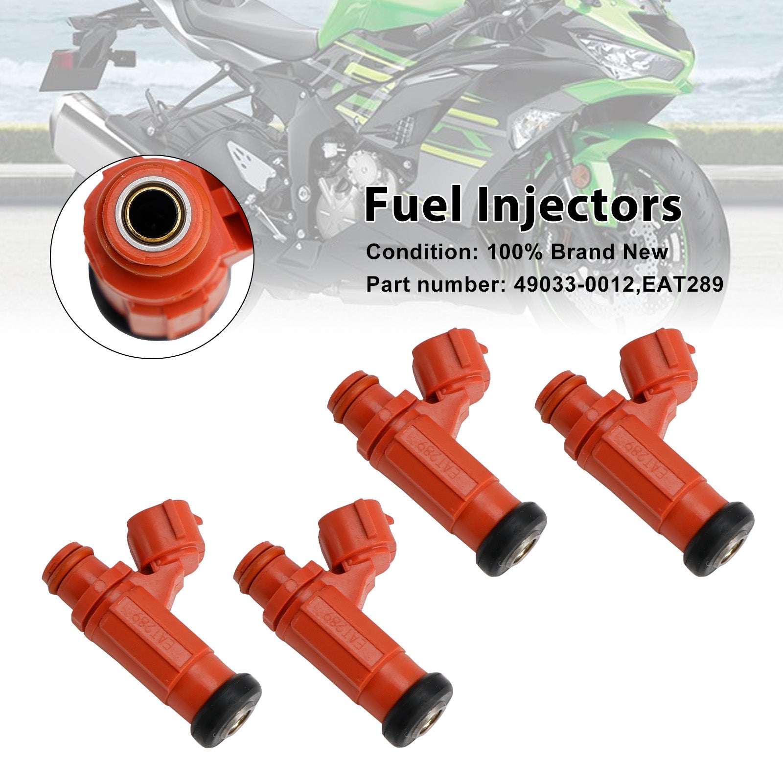 4 stuks Brandstofinjector EAT289 49033-0012 Voor Kawasaki NINJA 1000 ZX-6R Z1000