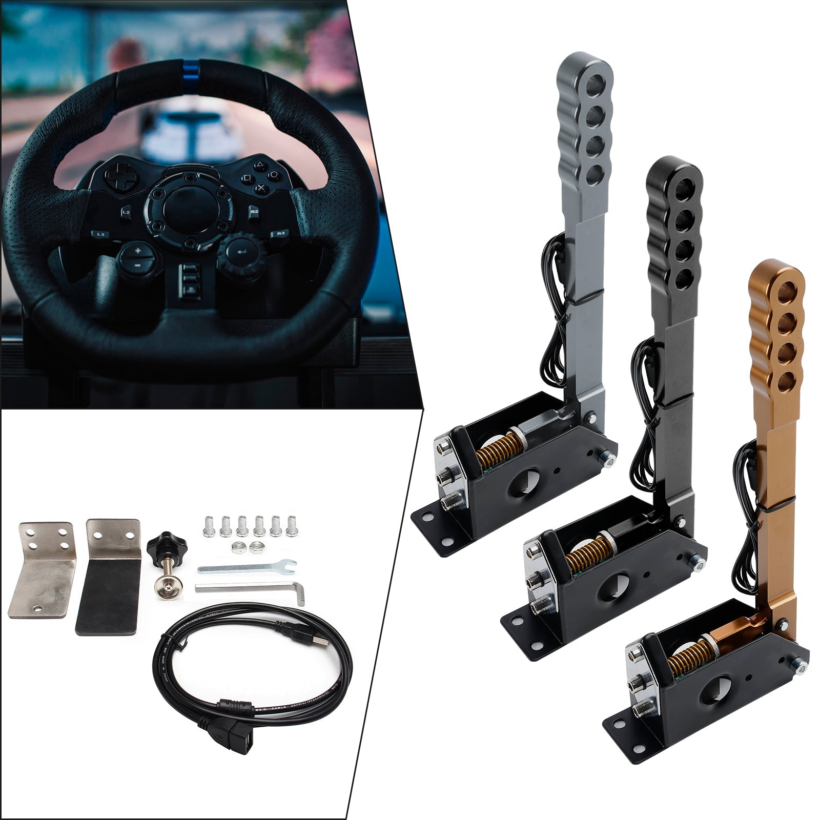 14 -bittinen kilpa -käsijarru USB SIM -PC: lle, jossa on omaisuuspihdit G27/G29/T300/T500