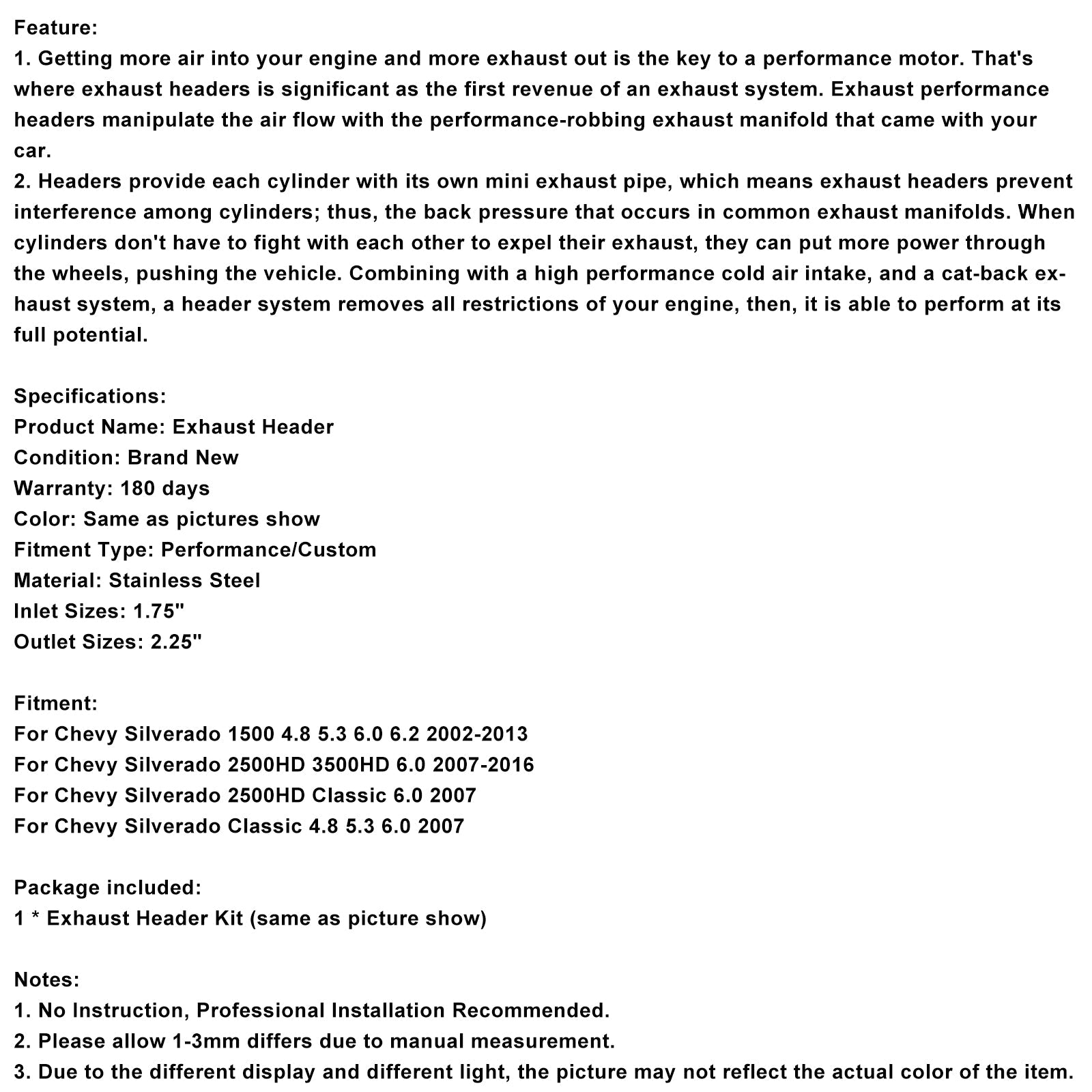 Kolekcjoner&Układ wydechowy do GMC Silverado 1500, 2500, 3500, 4.8, 5.3 i 6.0L, 2002-2013