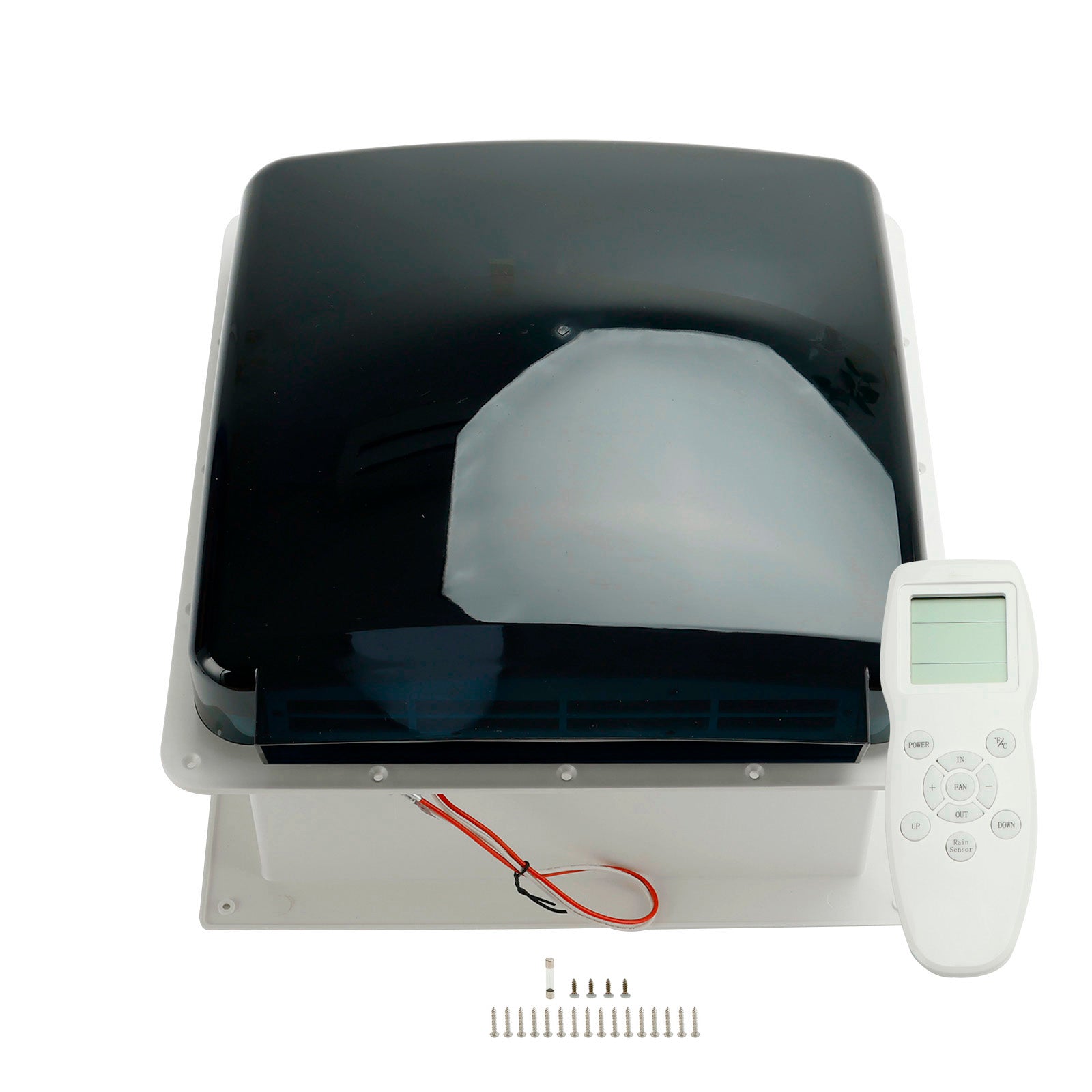 Ventilatore da tetto per roulotte da 14 pollici con lucernario e telecomando 12V, 10 velocità