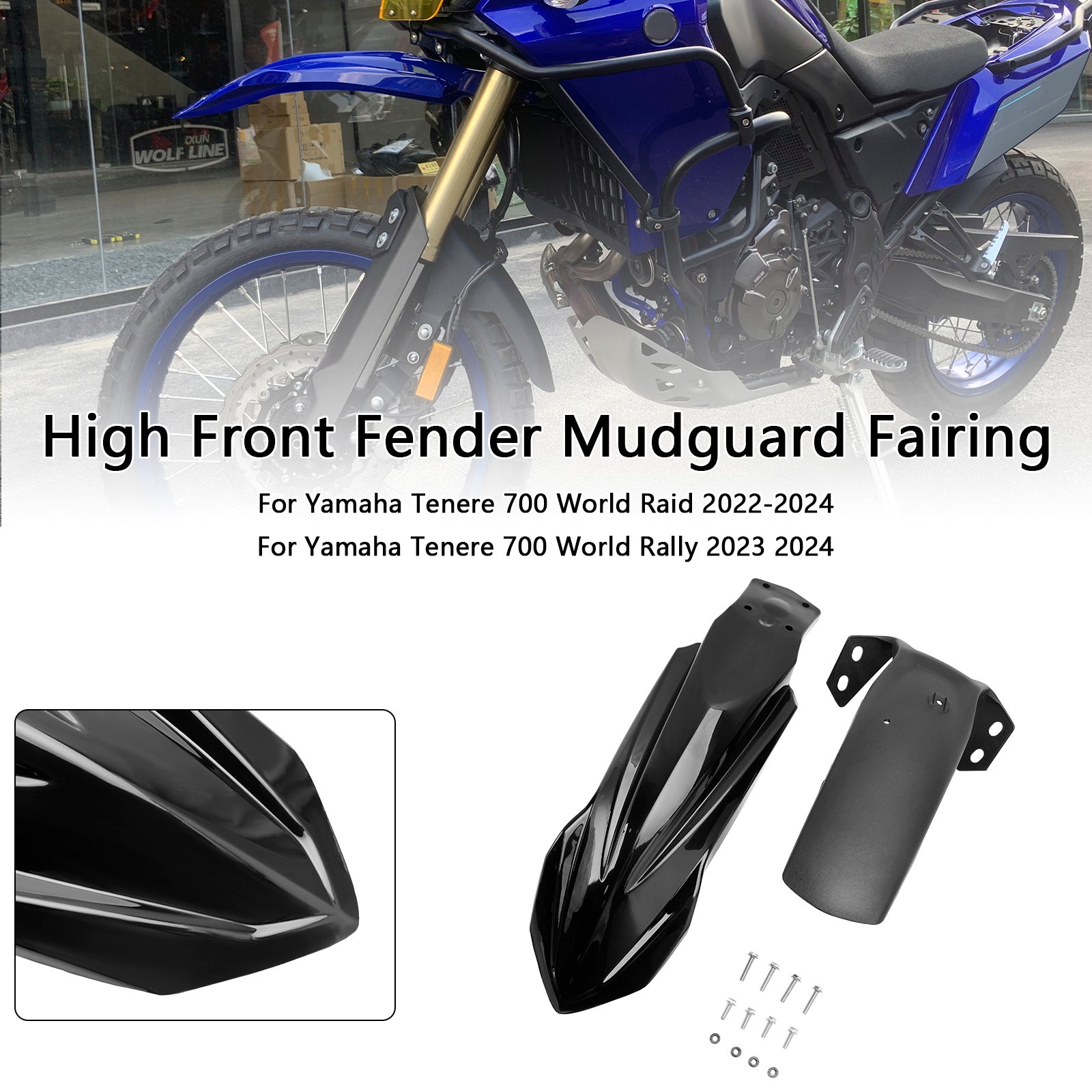 Garde-boue avant haut pour Yamaha Tenere 700 2019-2026 Black
